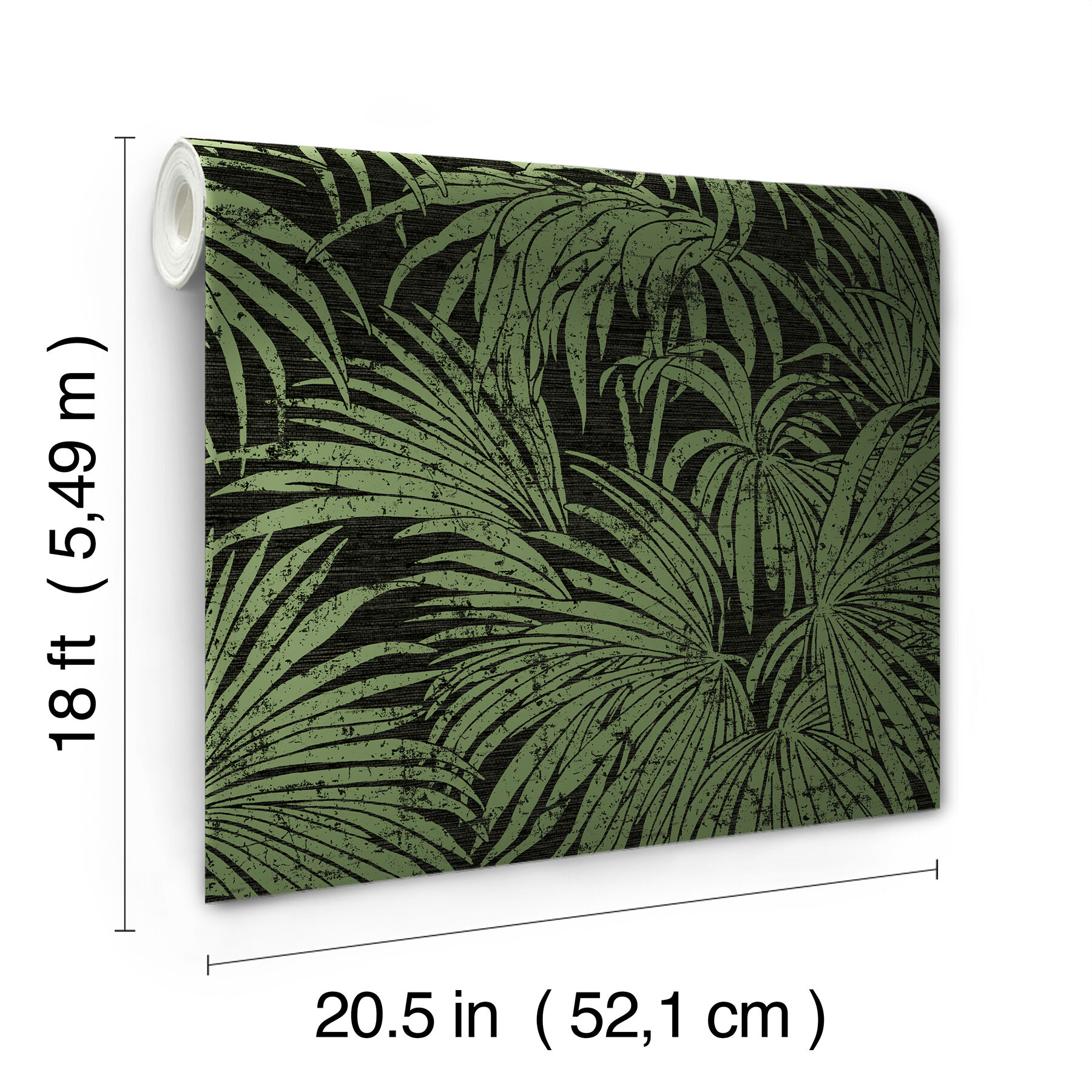 Green and Beige Vinyl Palm Leaf Peel and Stick Wallpaper