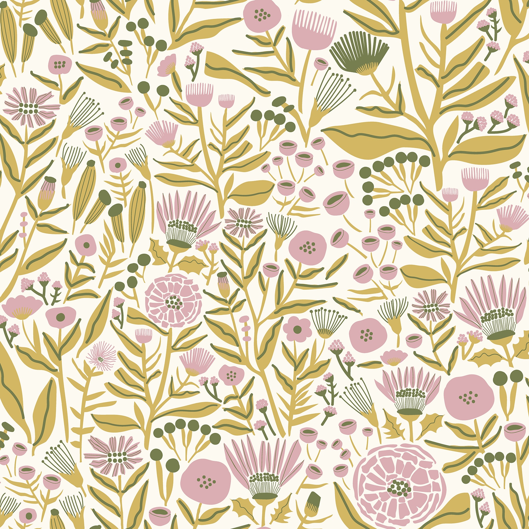 Leah Duncan Yellow Marigold Forest Peel and Stick Wallpaper in the