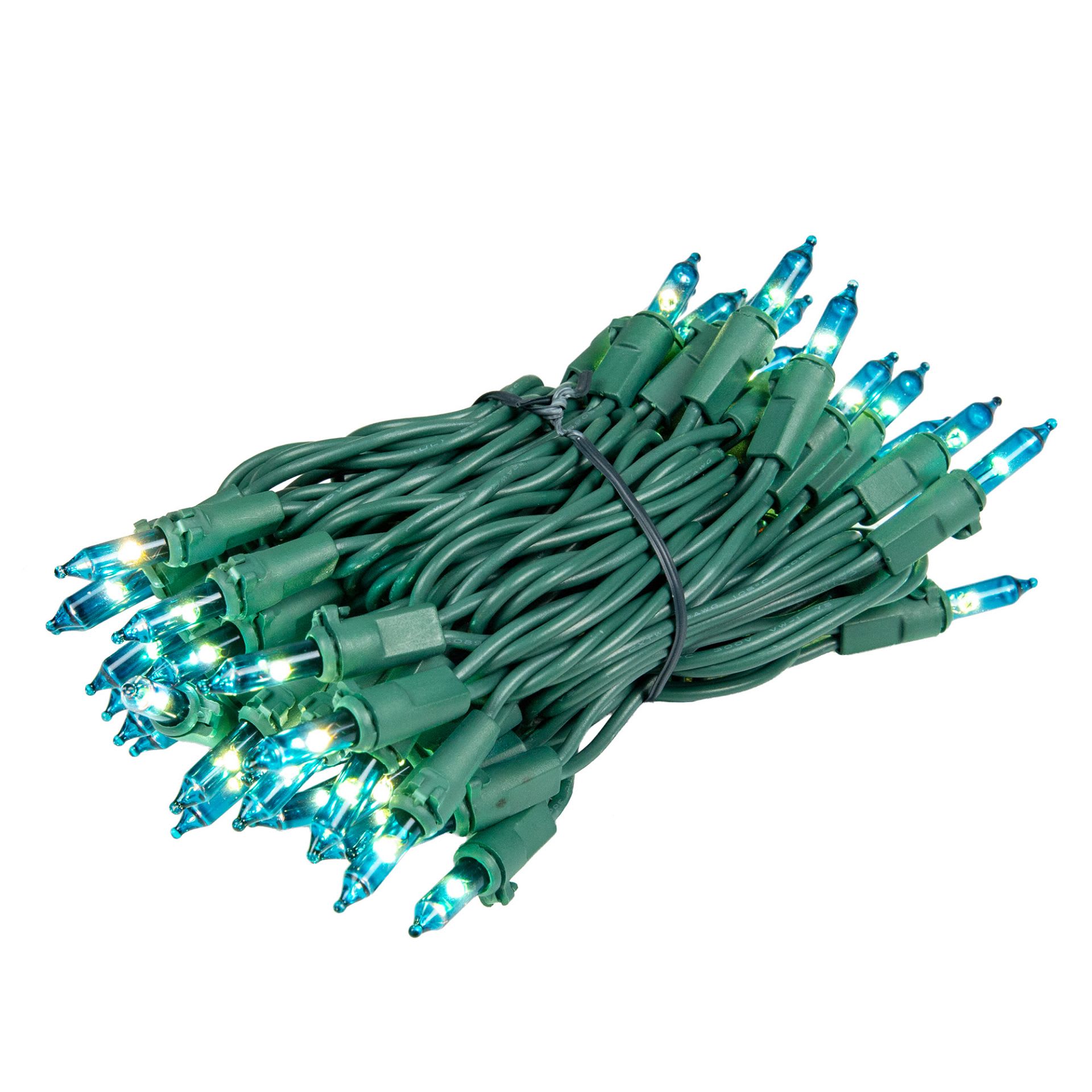 Novelty Lights RG50/2.5-G-TE RetroGlo 11ft LED Mini String Light 50 Teal Bulbs on Green Wire 2.5 Inch Spacing Soft Incandescent Look with LED Efficiency Connect up to 43 Sets Over 473 Feet