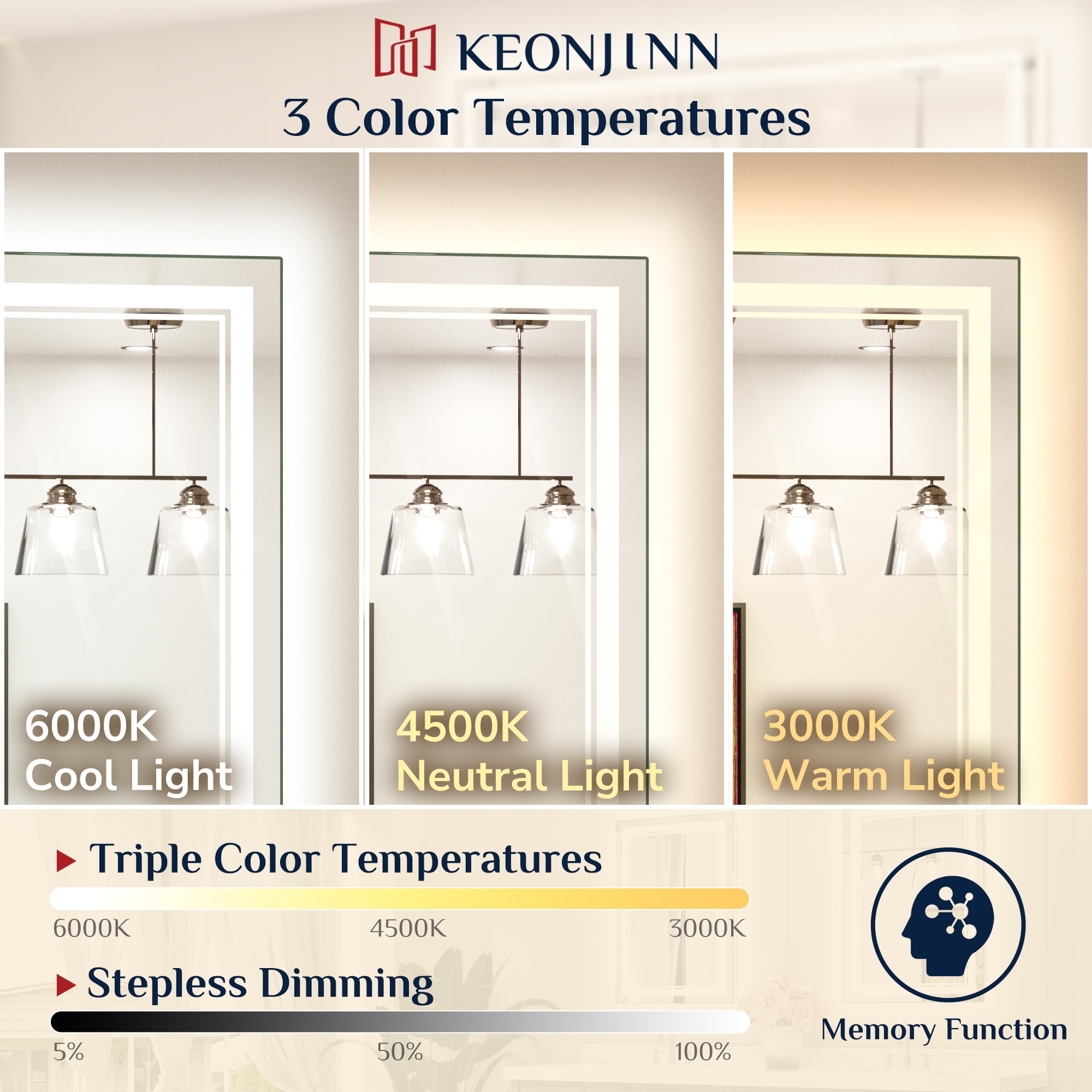 Keonjinn LW-JZ-ZBGSSW-121101 Framed-Bath-Mirrors - View #6