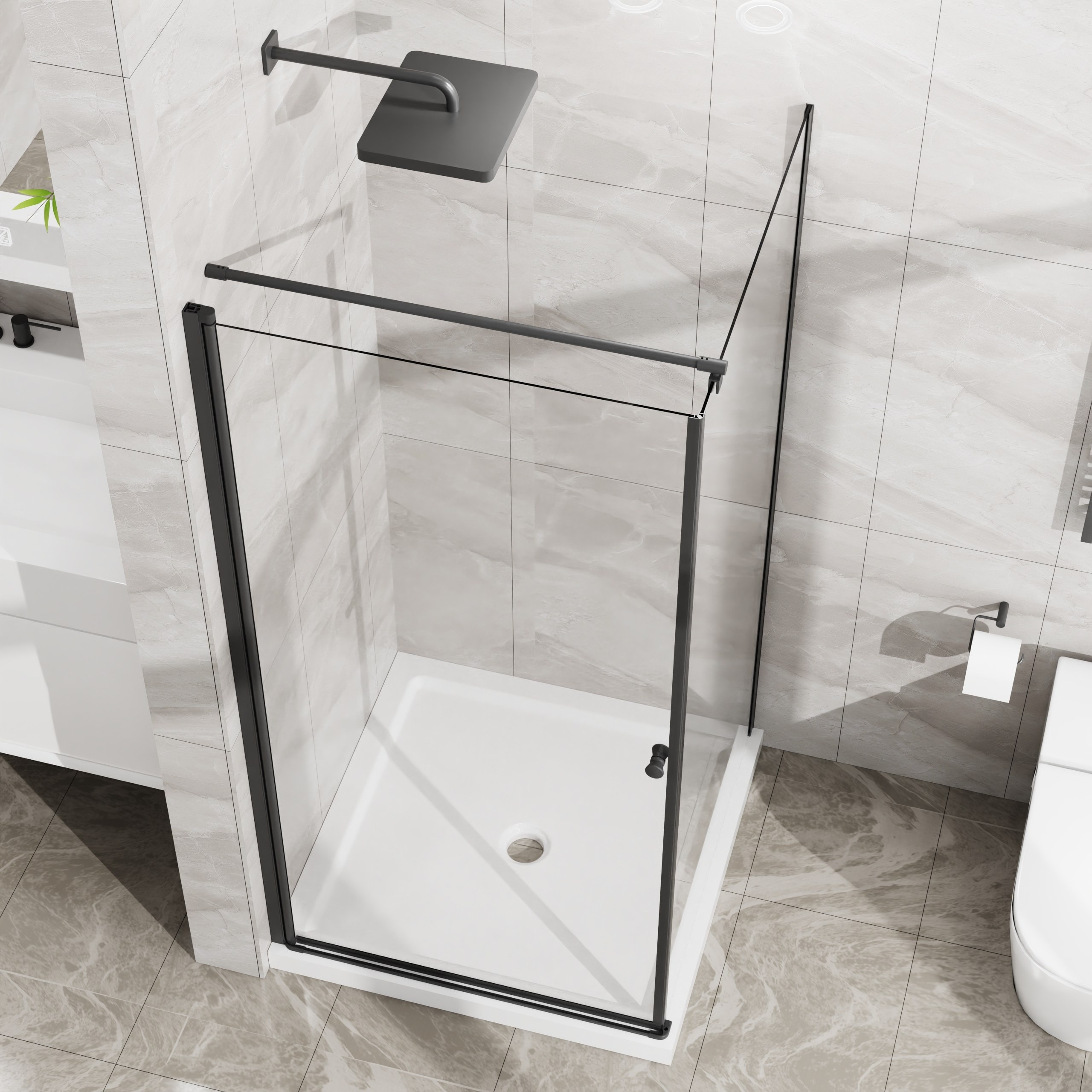 Dexmalle  Shower Enclosure Frameless 36 in D x 36 in  W x 72 in  H