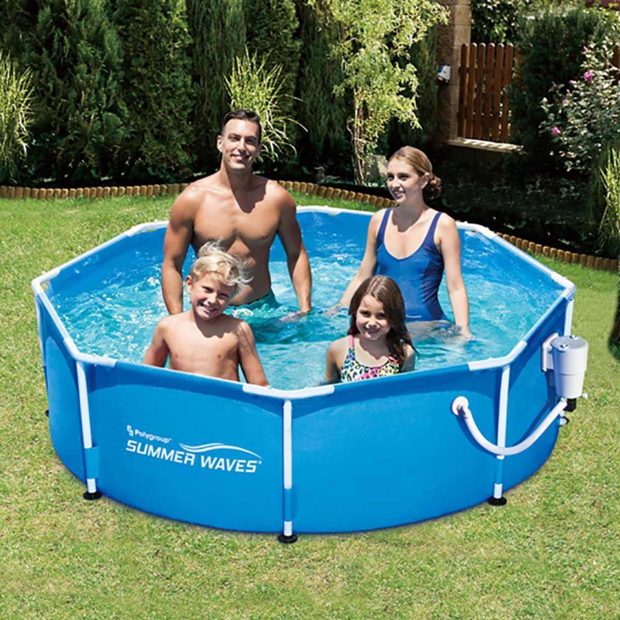 Summer Waves 8-ft x 8-ft x 30-in Metal Frame Round Above-Ground Pool ...