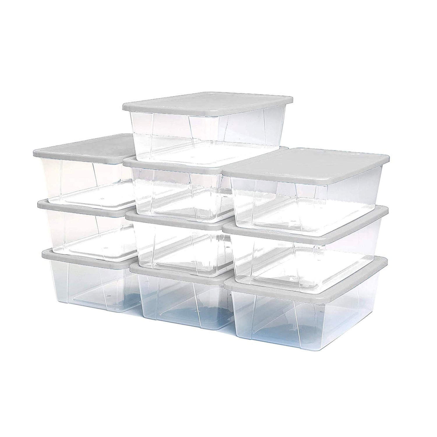 Homz Products 244750 10 -Pack Small 1.5 -Gallons ( 6 -Quarts ) White - 6 QT Heavy Duty Stackable Tote with Standard Snap Lid