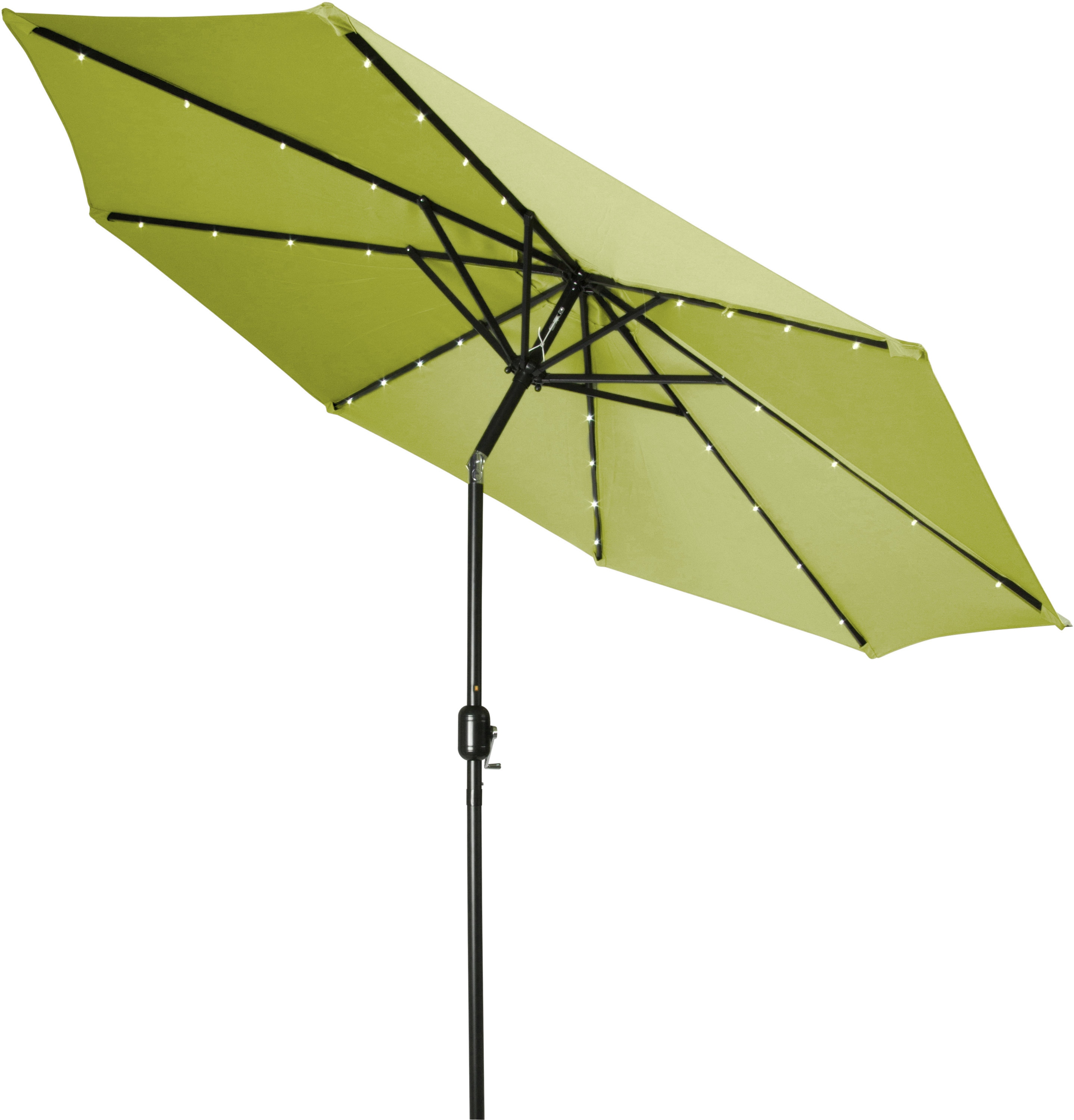 Trademark Innovations PATUMB-LED-LTGR 9-ft Steel Green Push-button Tilt Market Patio Umbrella with Lights