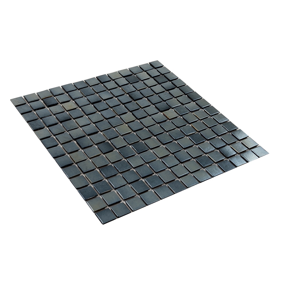 Nacreous Black Glass Mosaic 12" x 12" Wall and Floor Tile