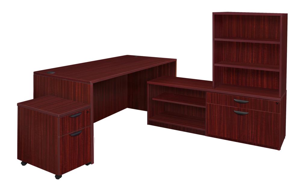 Regency LLDLCMPH6630MH Legacy 75-in Brown Modern/Contemporary L-shaped Desk Hutch Included