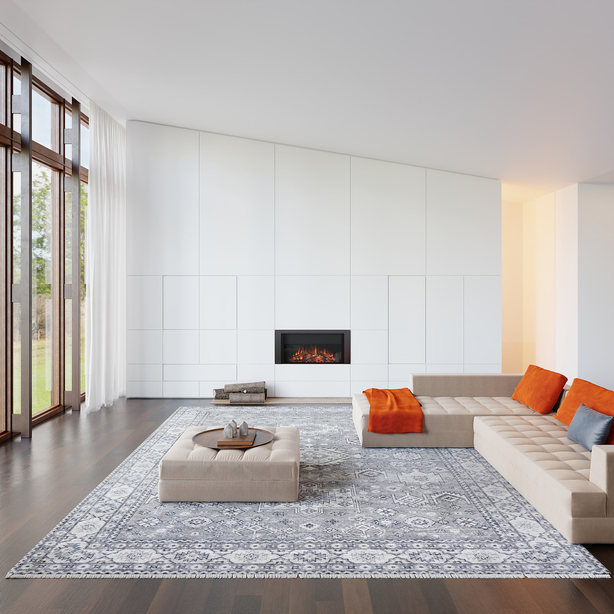 nuLOOM 200RZNB11B-305 Kaski Geometric Machine Washable 3ft. x 5ft. Grey Area Rug