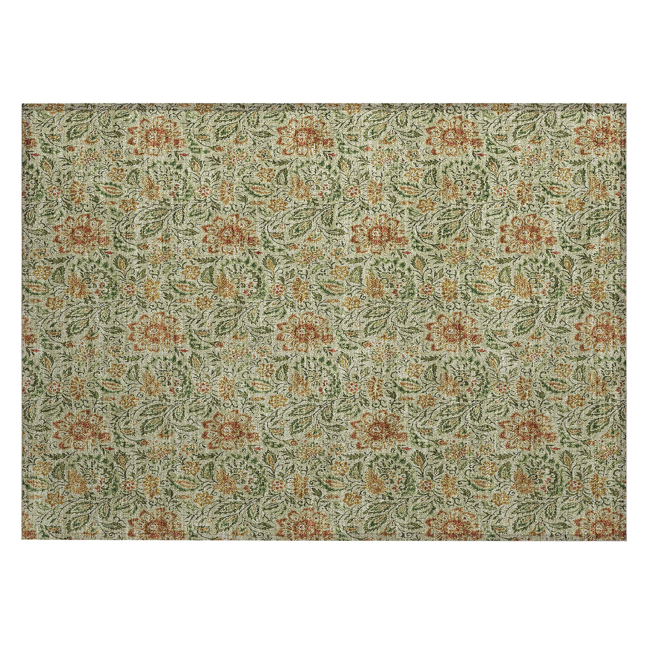 Aloe Green Flat Woven Synthetic Rectangular Rug 1'8" x 2'6"