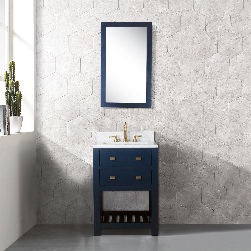 Water Creation MA24A-0600MB Madalyn 24-in Monarch Blue Undermount Single sink Bathroom Vanity with Carrara White Natural marble Top