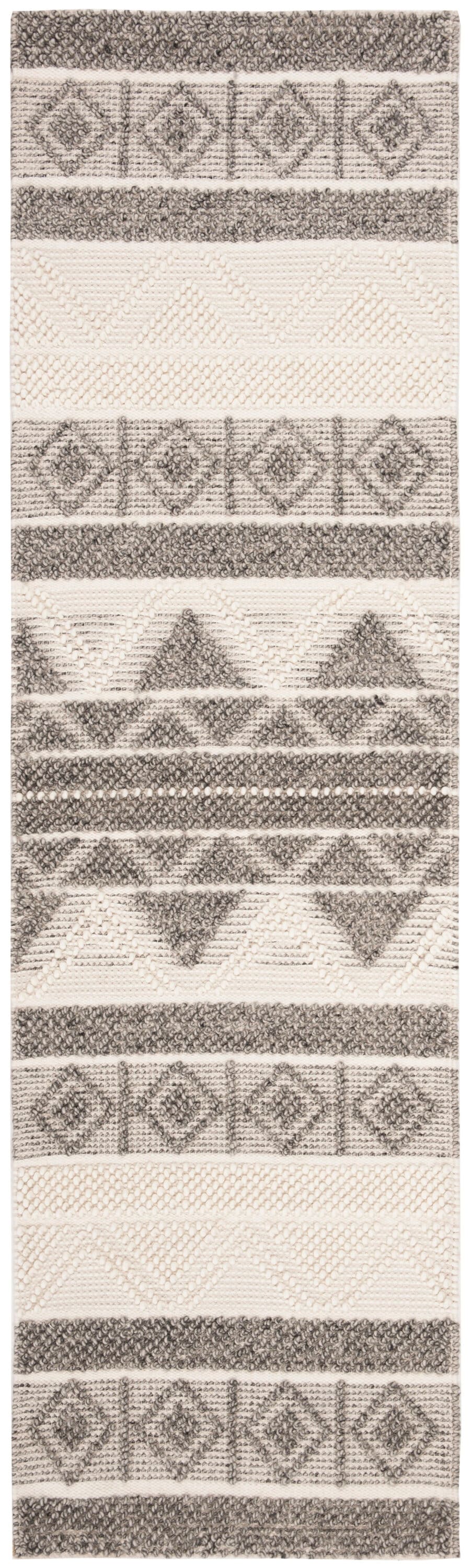 Ivory and Gray Hand-Tufted Wool Runner Rug, 2'3" x 8'