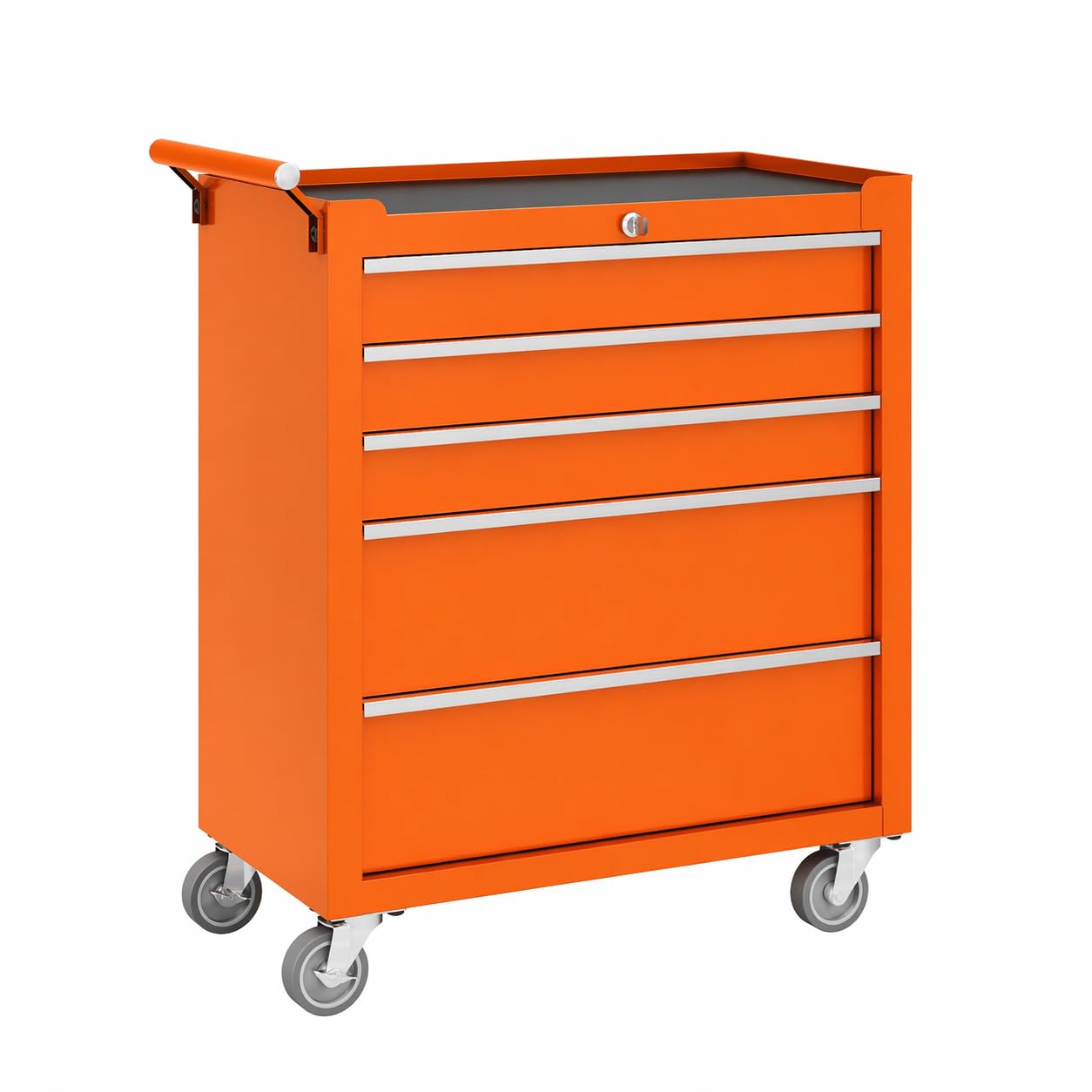 GarveeLife 24 Inch Orange Rolling 5-Drawer Tool Chest Heavy-Duty Mobile Garage Tool Cabinet with Central Lock and Casters