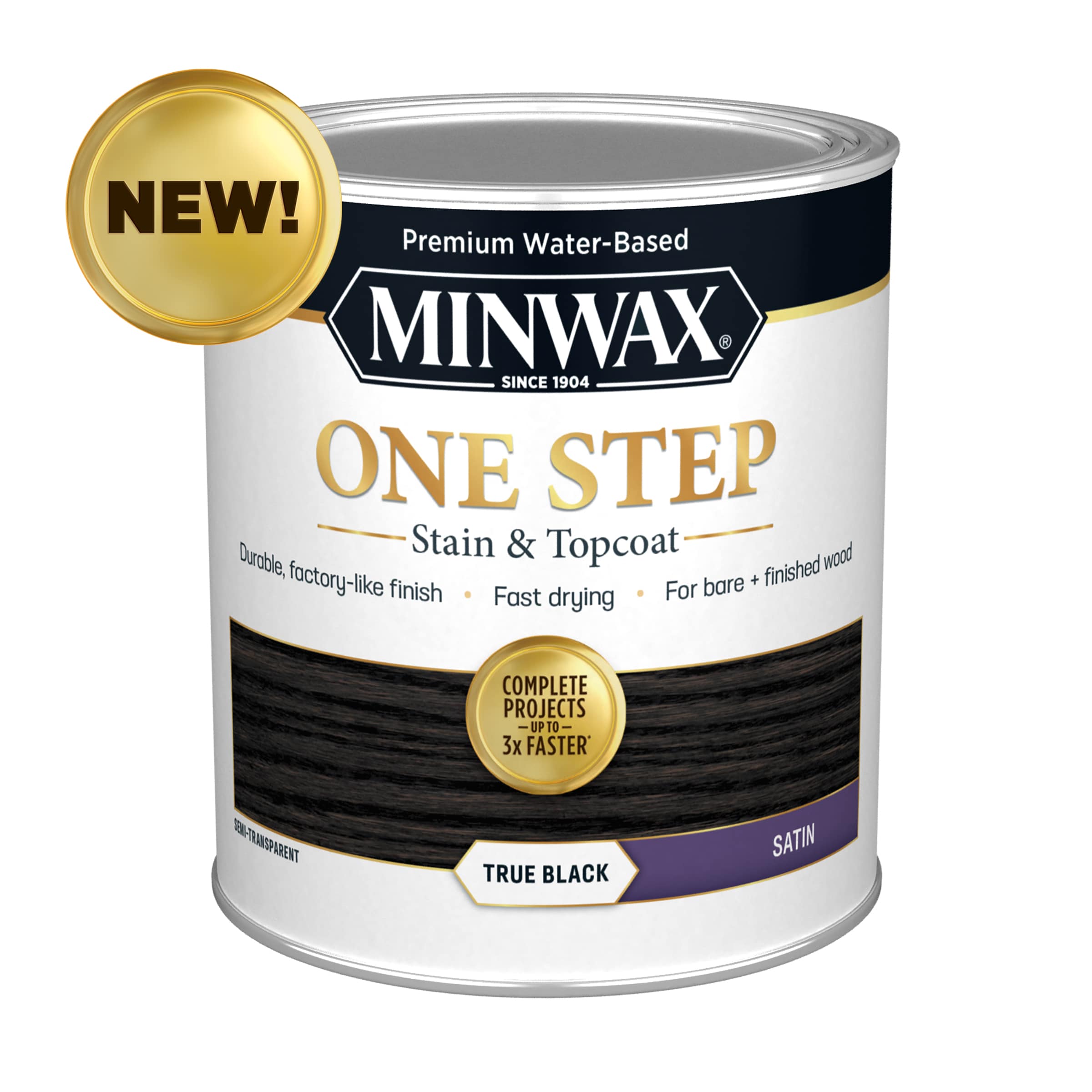 Minwax One Step Water-based True Black Semi-transparent Satin Interior ...