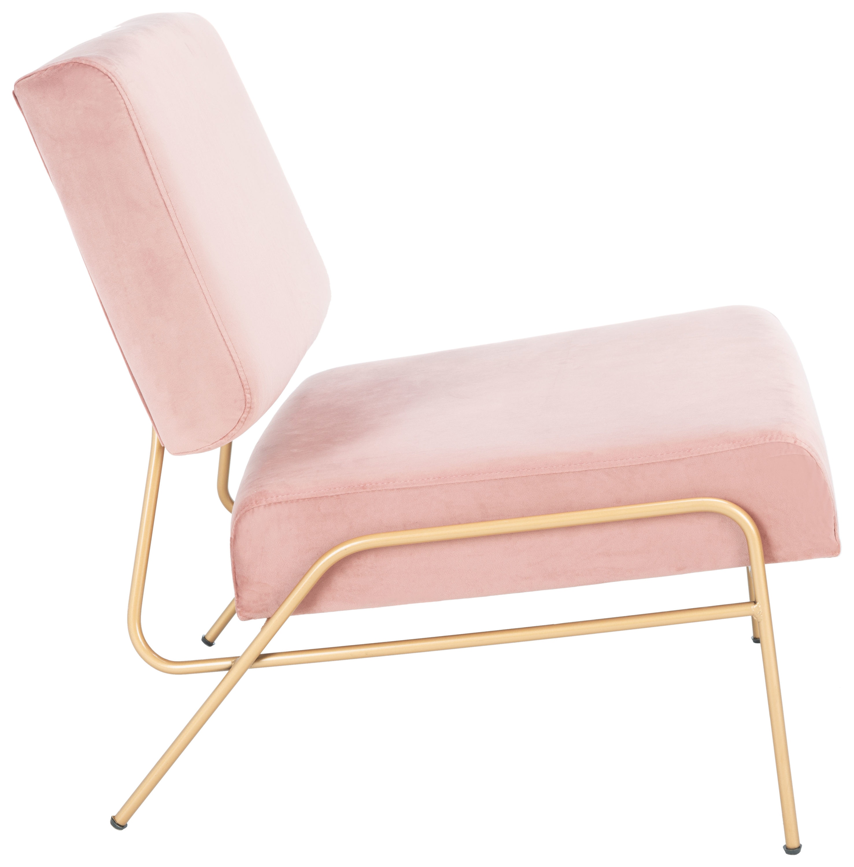 Dusty Rose Velvet and Gold Modern Accent Chair