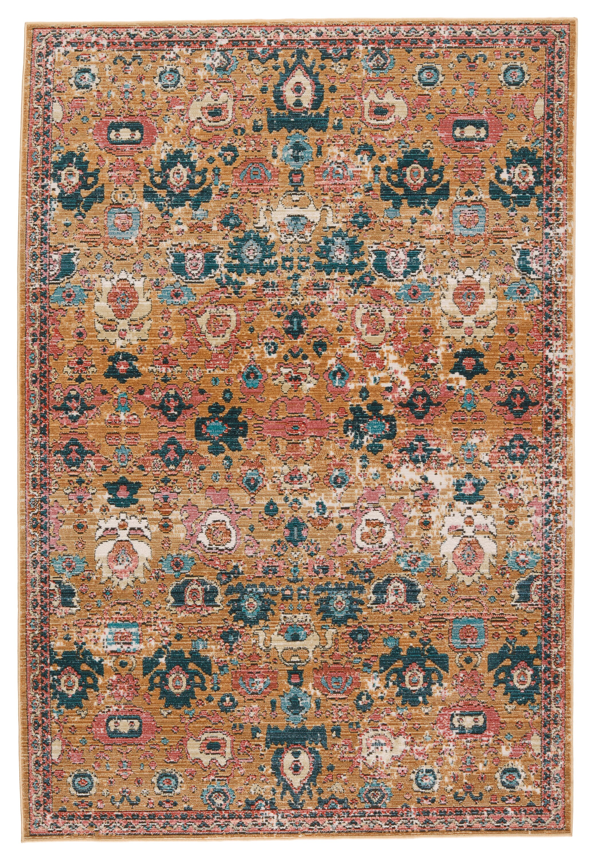 Reversible Blue and Cream 5' x 7' Traditional Wool Blend Rug