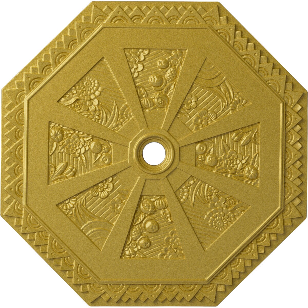 Ekena Millwork CM30SPRGS Spring Octagonal 29.125-in W x 29.125-in L Painted Rich Gold Polyurethane Whole Ceiling Medallion