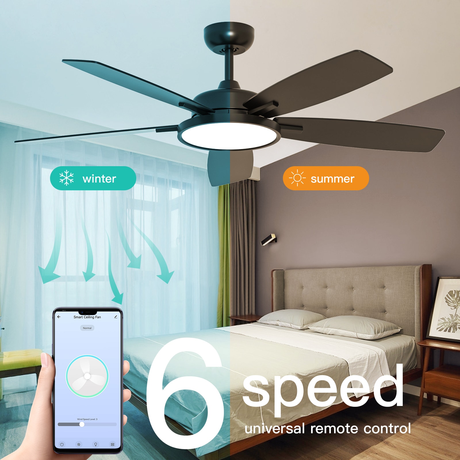 TALOYA RV52-BK-5D-T5 Ceiling-Fans - View #5
