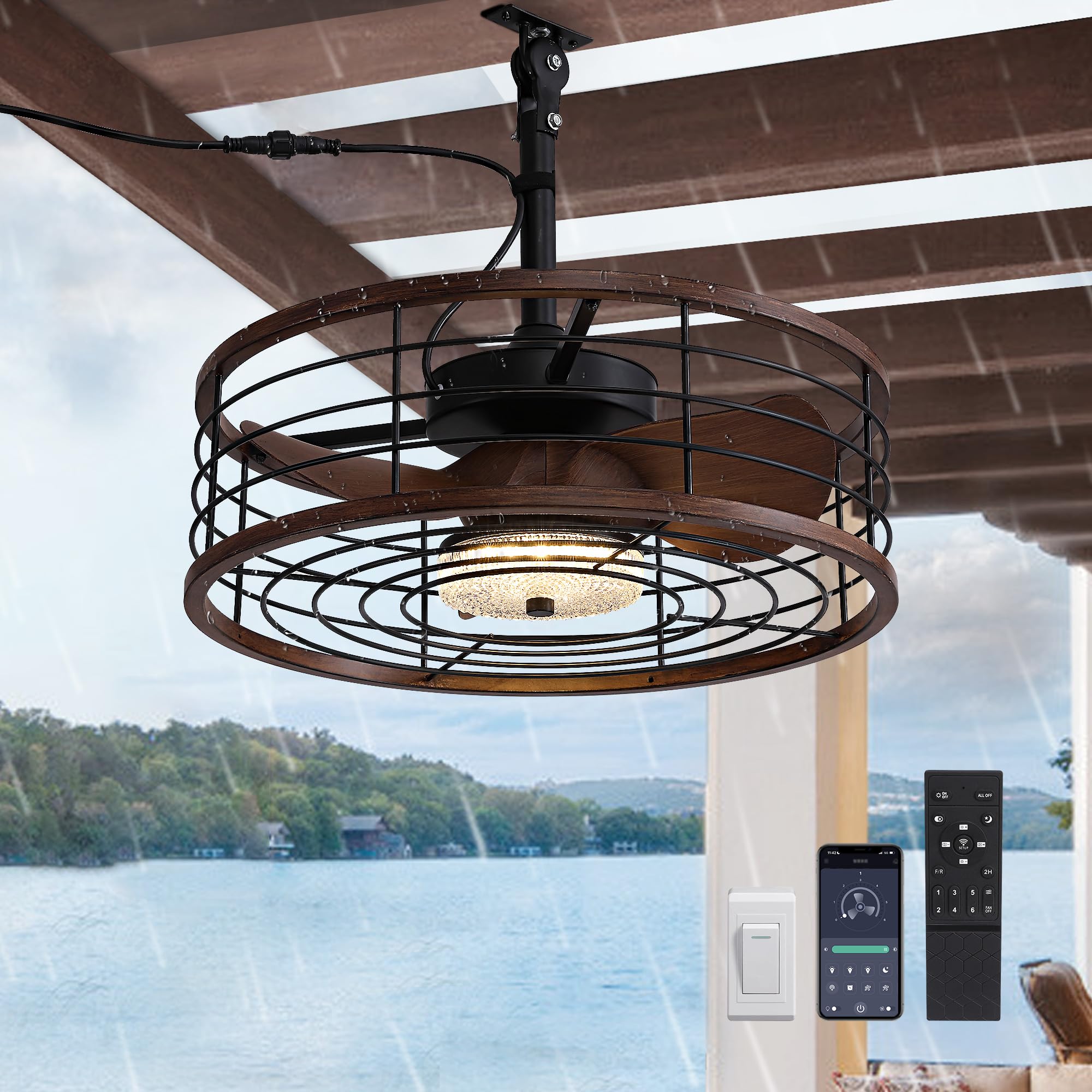 SILJOY FS6867-01 Flush mount Ceiling Fan with Light and Remote Control Include