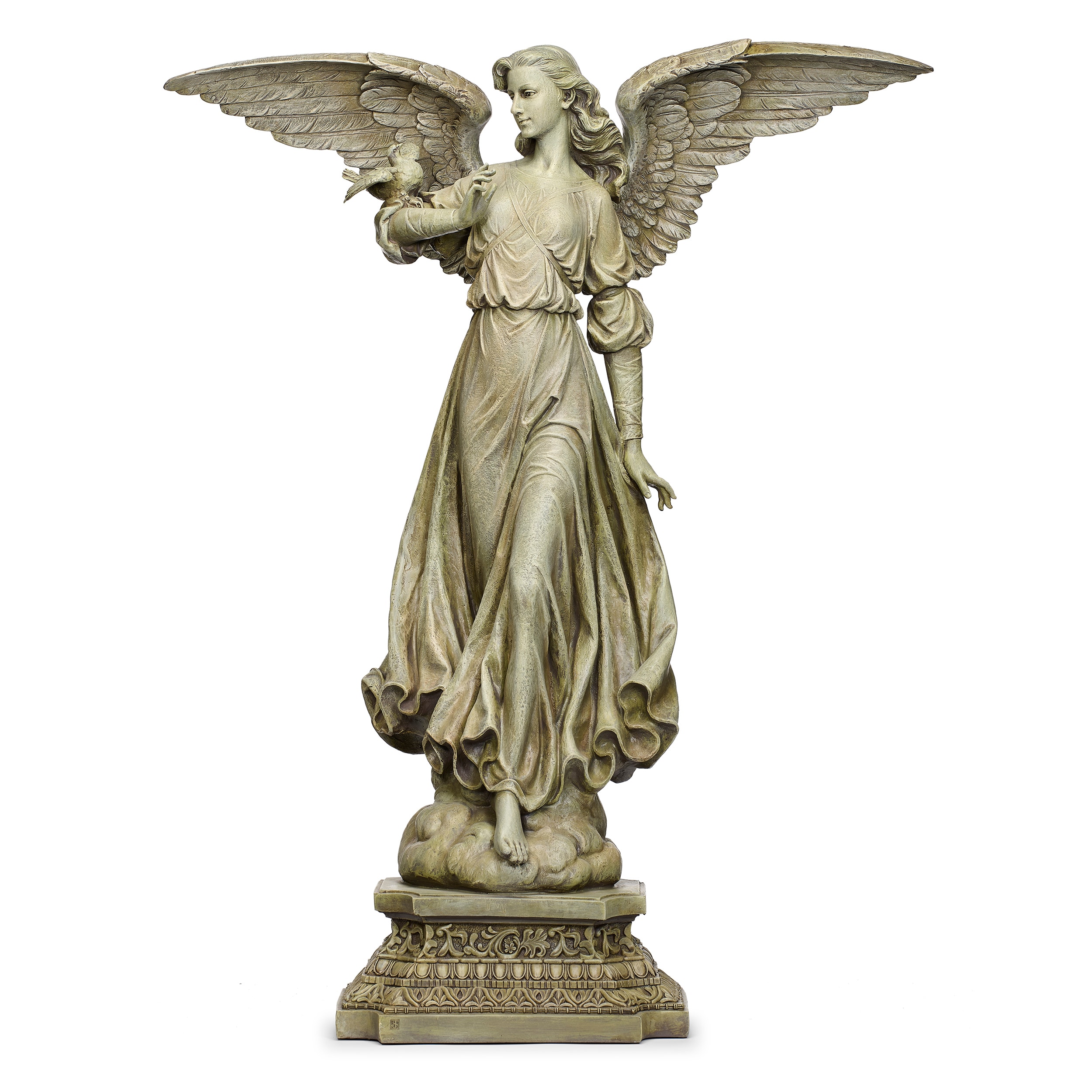 Roman 27053 51-Inches H x 20-Inches W Gray Angels and cherubs Garden Statue