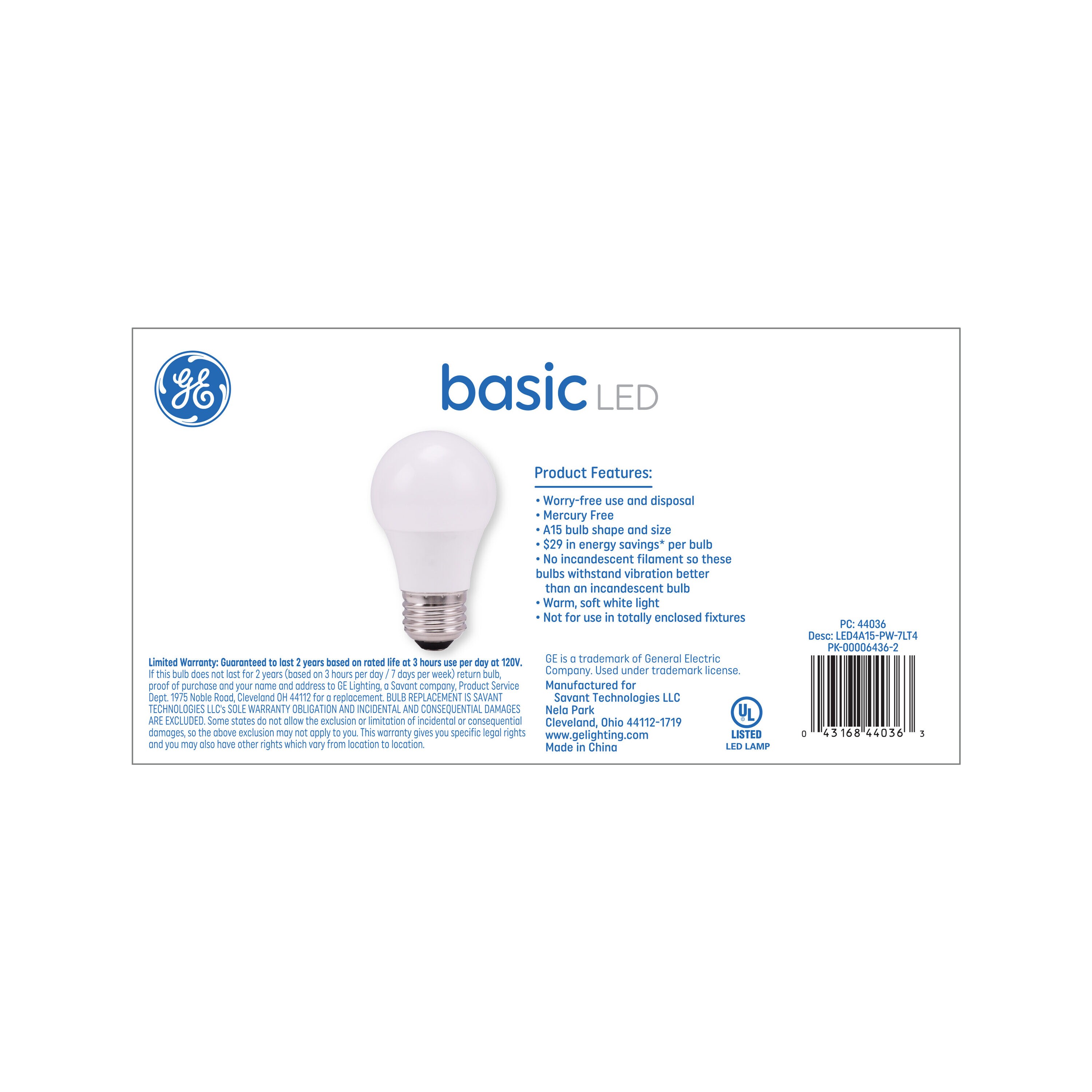 GE Basic 40-Watt EQ A15 Soft White Medium Base (e-26) Light Bulb (4-Pack)  at