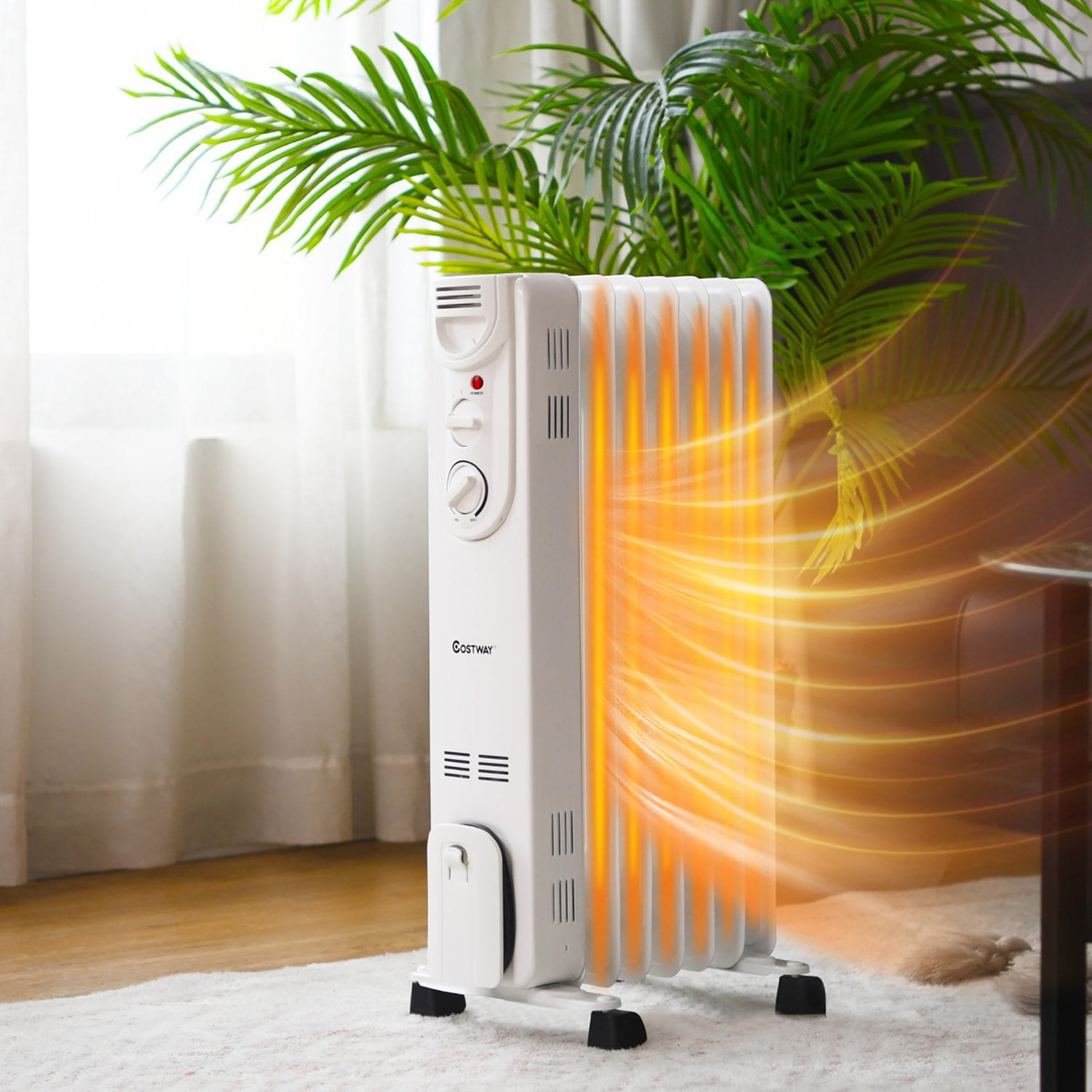 Costway  1500W Electric Oil Filled Radiator Space Heater 5-Fin Thermostat Room Radiant