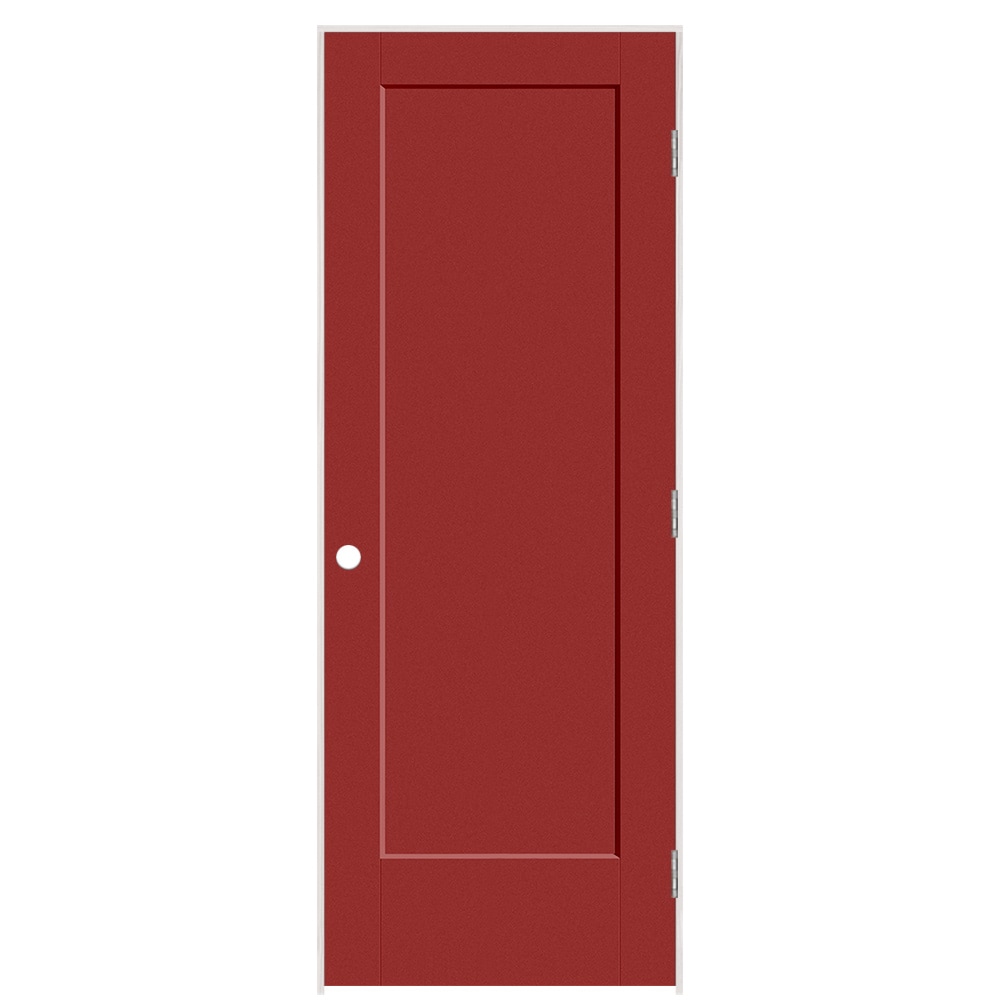 Masonite 895908 30-in x 80-in Barn Red Solid core 1-panel Left hand Smooth Prefinished Molded composite Flat Jamb Single Prehung Interior Door
