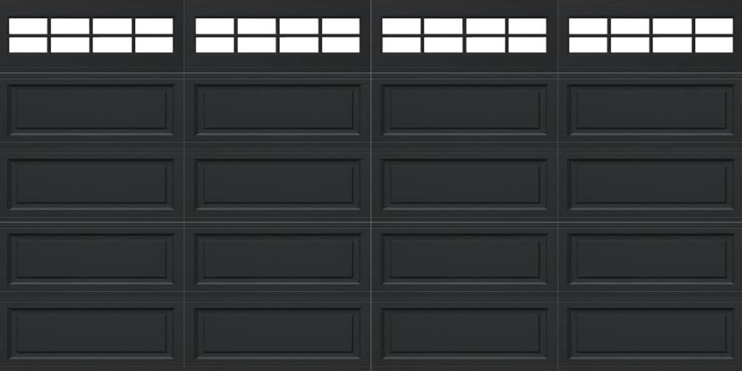 Wayne Dalton 8500RNCHBLSTCKII168 Classic Steel Model 8500 16-ft x 8-ft Insulated Black Double Garage Door with Windows