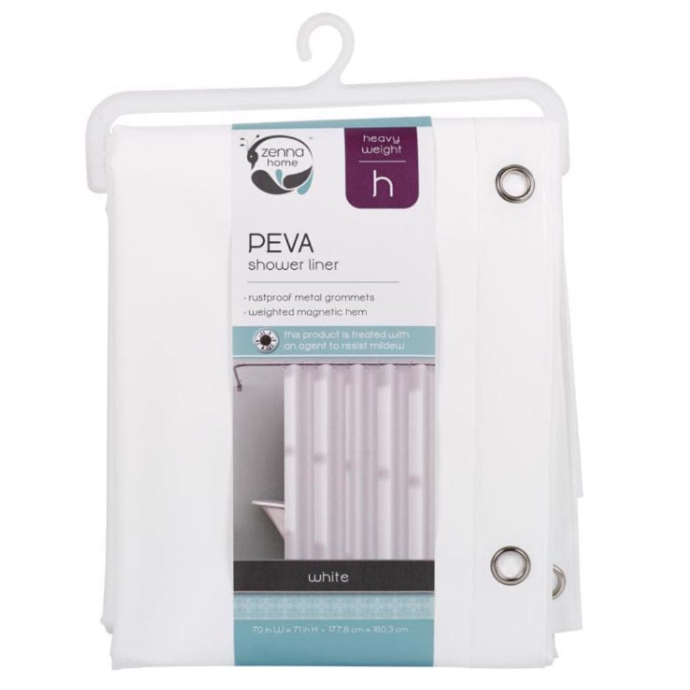 Zenna Home - White PEVA Shower Curtain Liner 72 in H x 70 in W