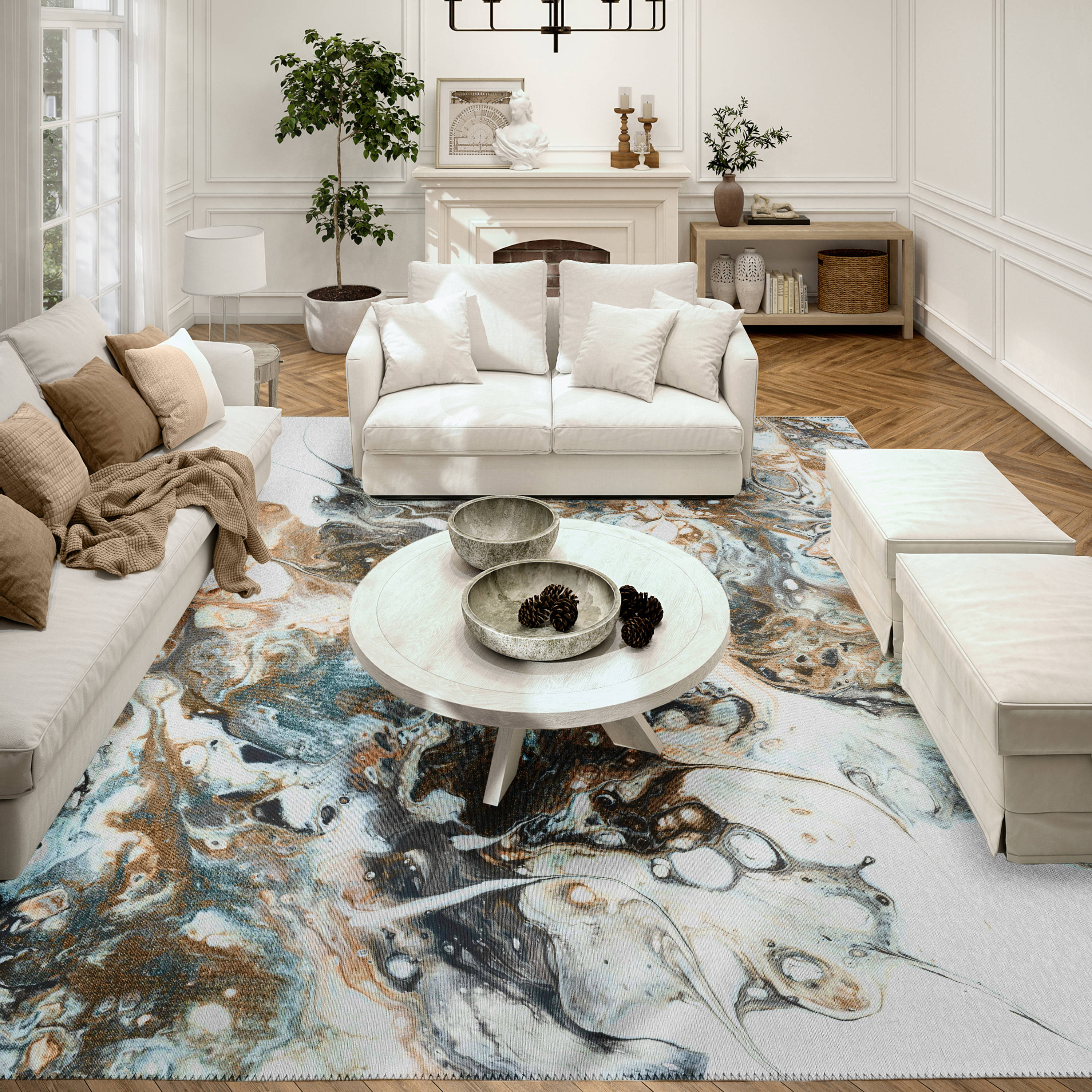 Karina Smoke Gray Abstract Chenille 10' x 14' Area Rug