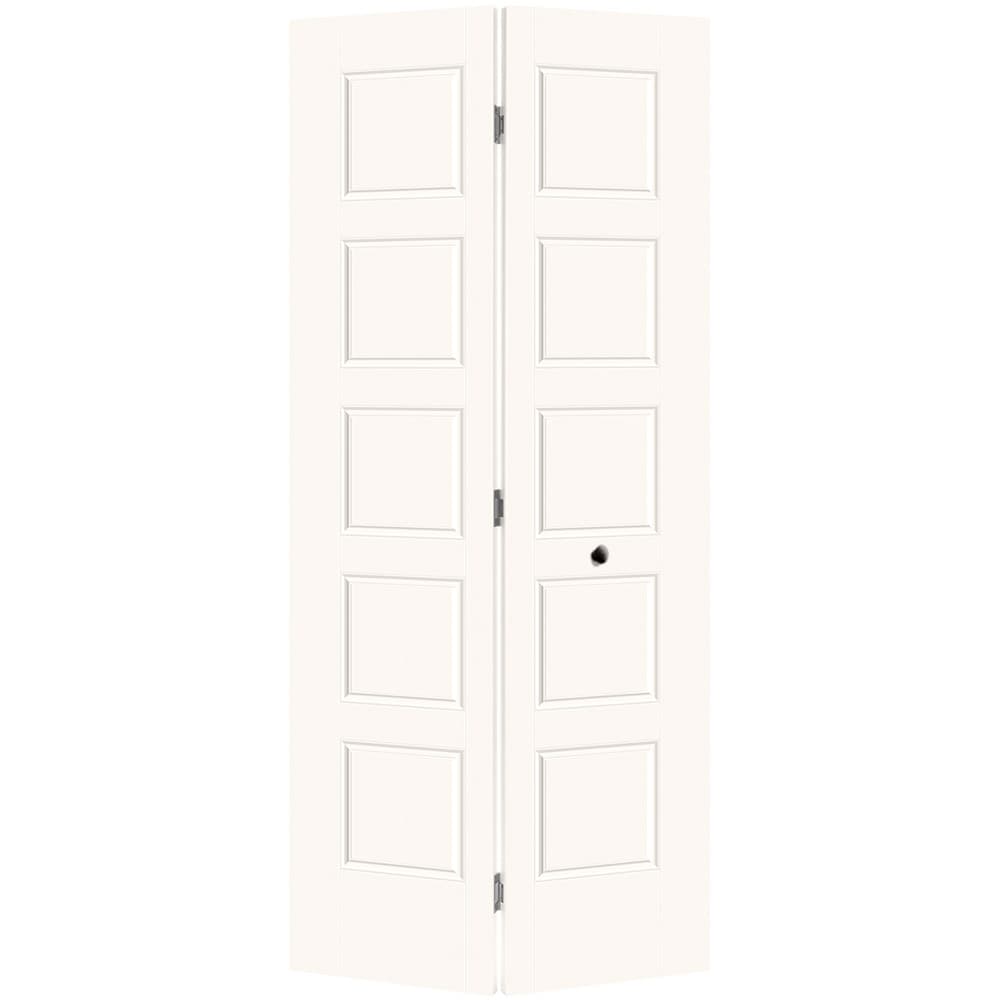 Masonite 1444369 Riverside 36-in x 80-in Snowstorm 5-panel Smooth Hollow core Prefinished Molded composite Closet Bifold Door ( Hardware Included )