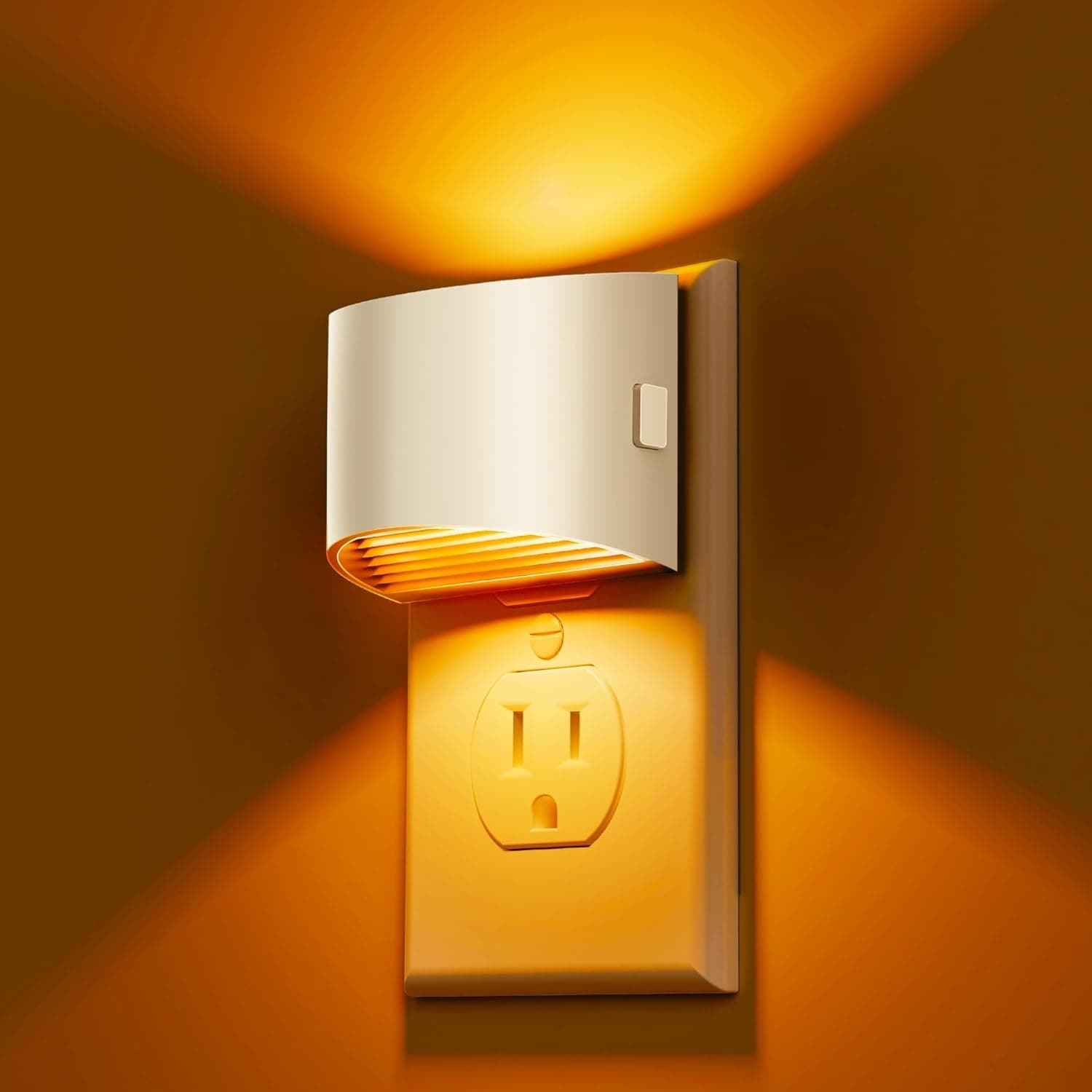 DORESshop LSC-GY10707WHUS-2 Night Light 2 Pack Plug in Wall Lights with Dusk to Dawn Sensor 3 Brightness Level 1600K Amber White Housing for Sleep-Friendly Lighting