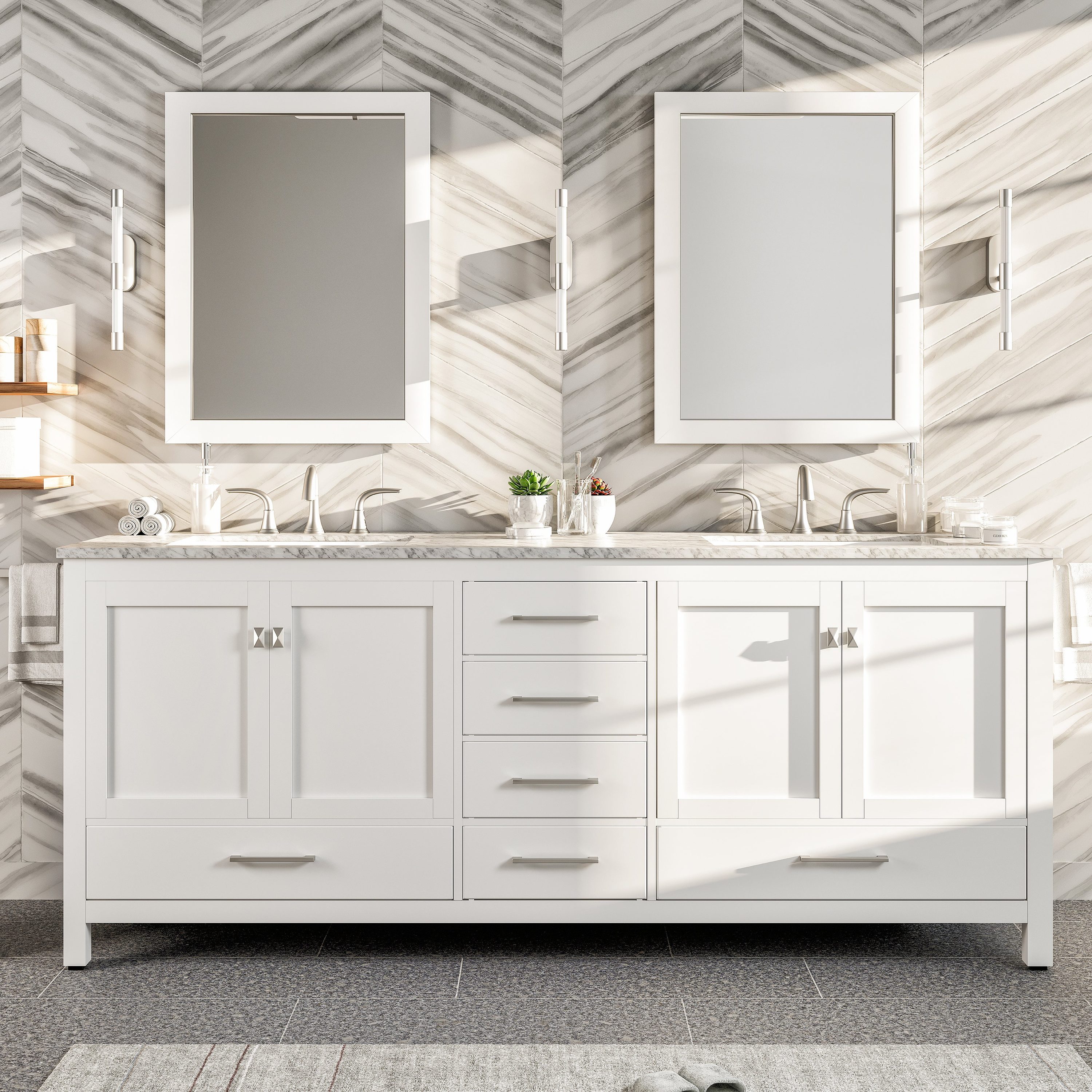 84 Grey Shaker Bathroom Vanity 84 Inch Double Sink Base Vanities 