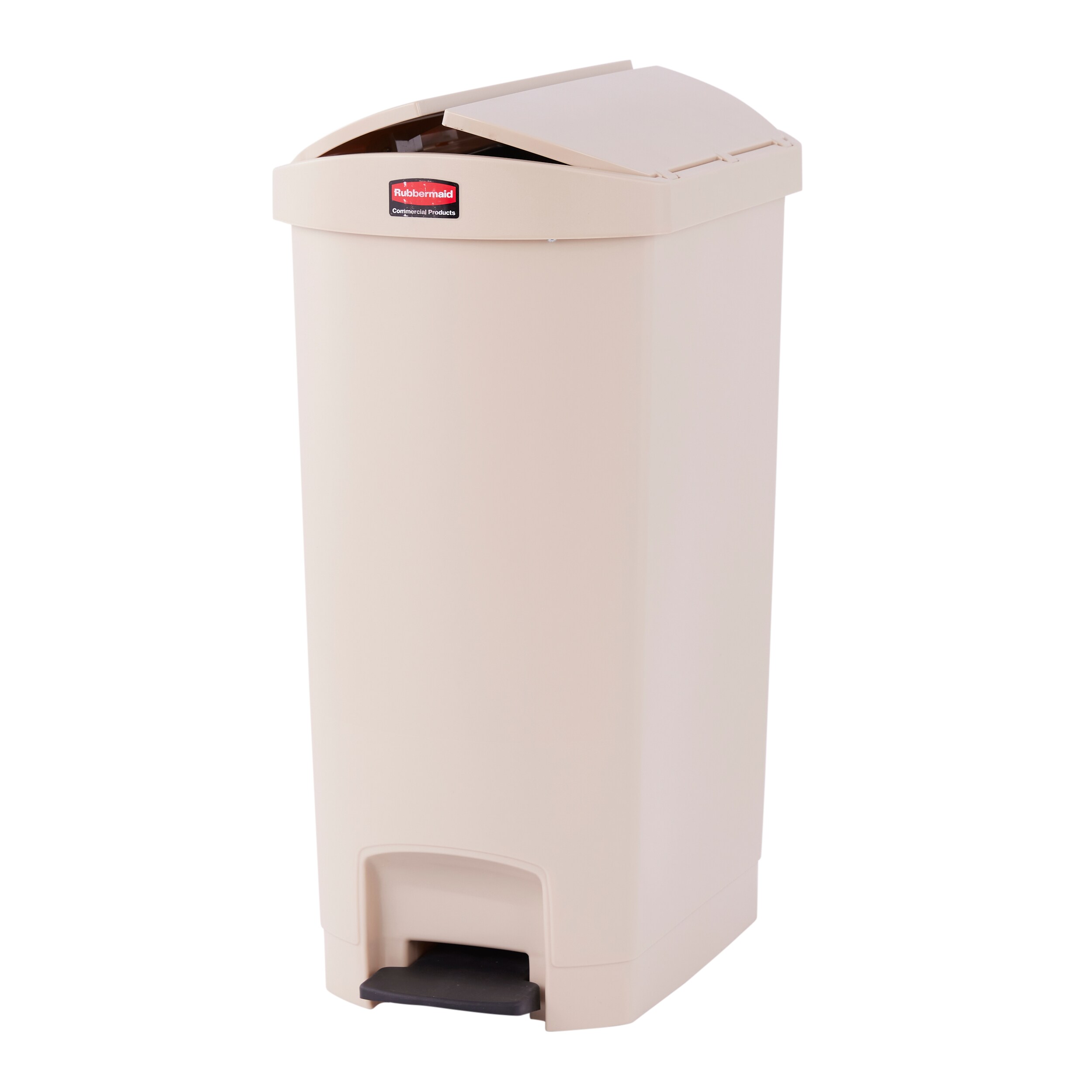 Rubbermaid Slim Jim Container 13 Gallon End Step-On Beige Resin