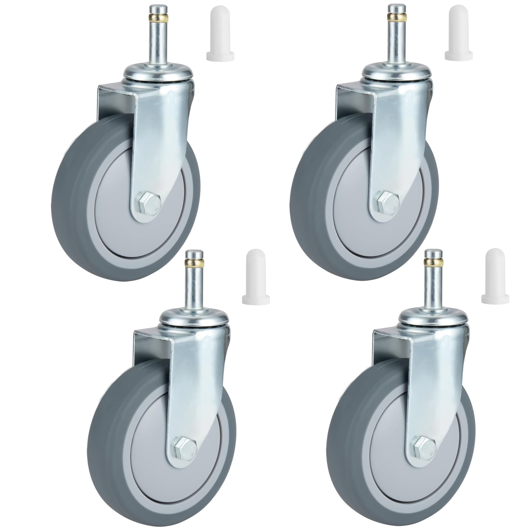 Aoibox 4 in thermoplastic rubber swivel stem caster wheels set with ...