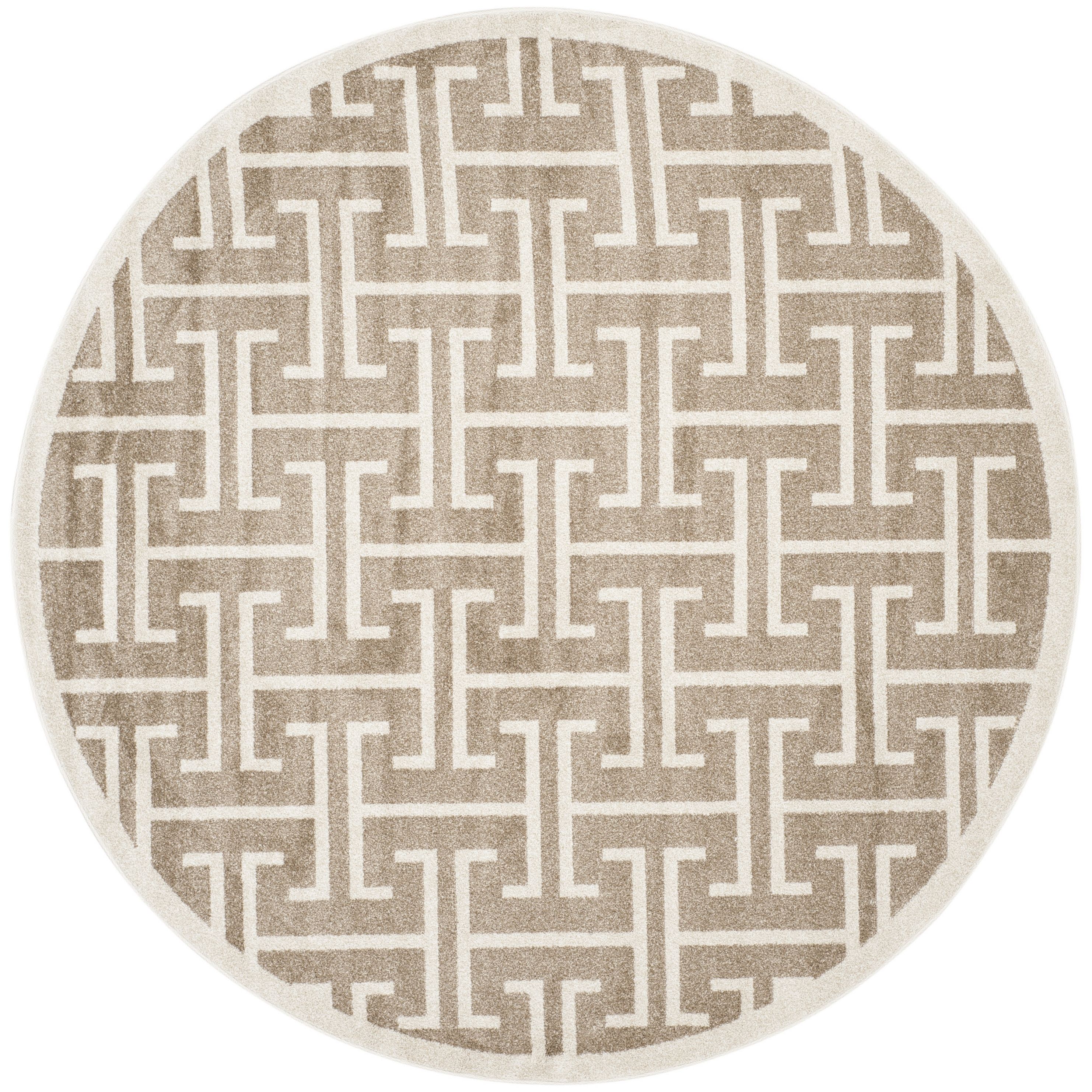 Safavieh AMT404S-7R Amherst Jenette 7 x 7 (ft) Loomed Synthetic Wheat/Beige Round Indoor Abstract Farmhouse/Cottage Area rug