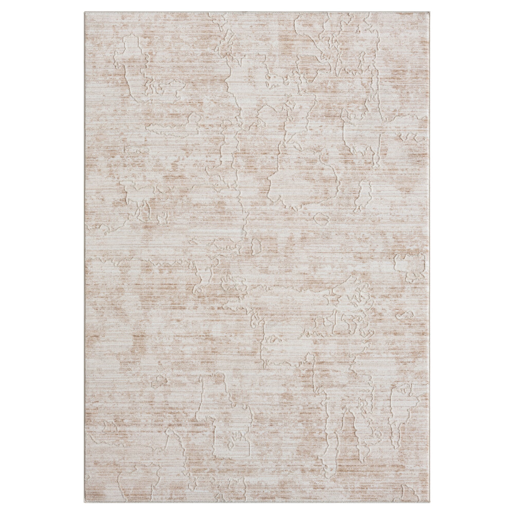 Ivory Abstract Polyester Blend 4' x 6' Area Rug