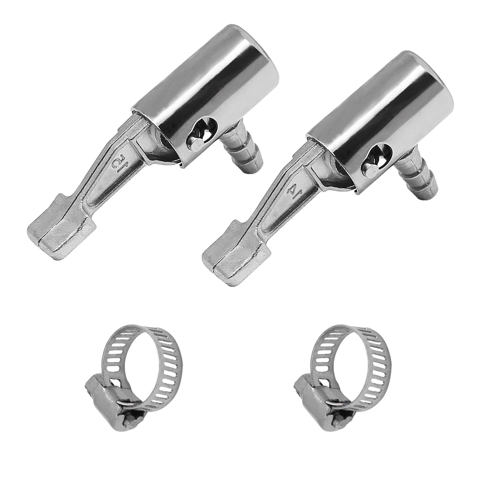 AKSCYZM  2 pack quarter inch lock on air chuck all metal tire inflator open flow thumb press for portable air compressor hose end barb connector