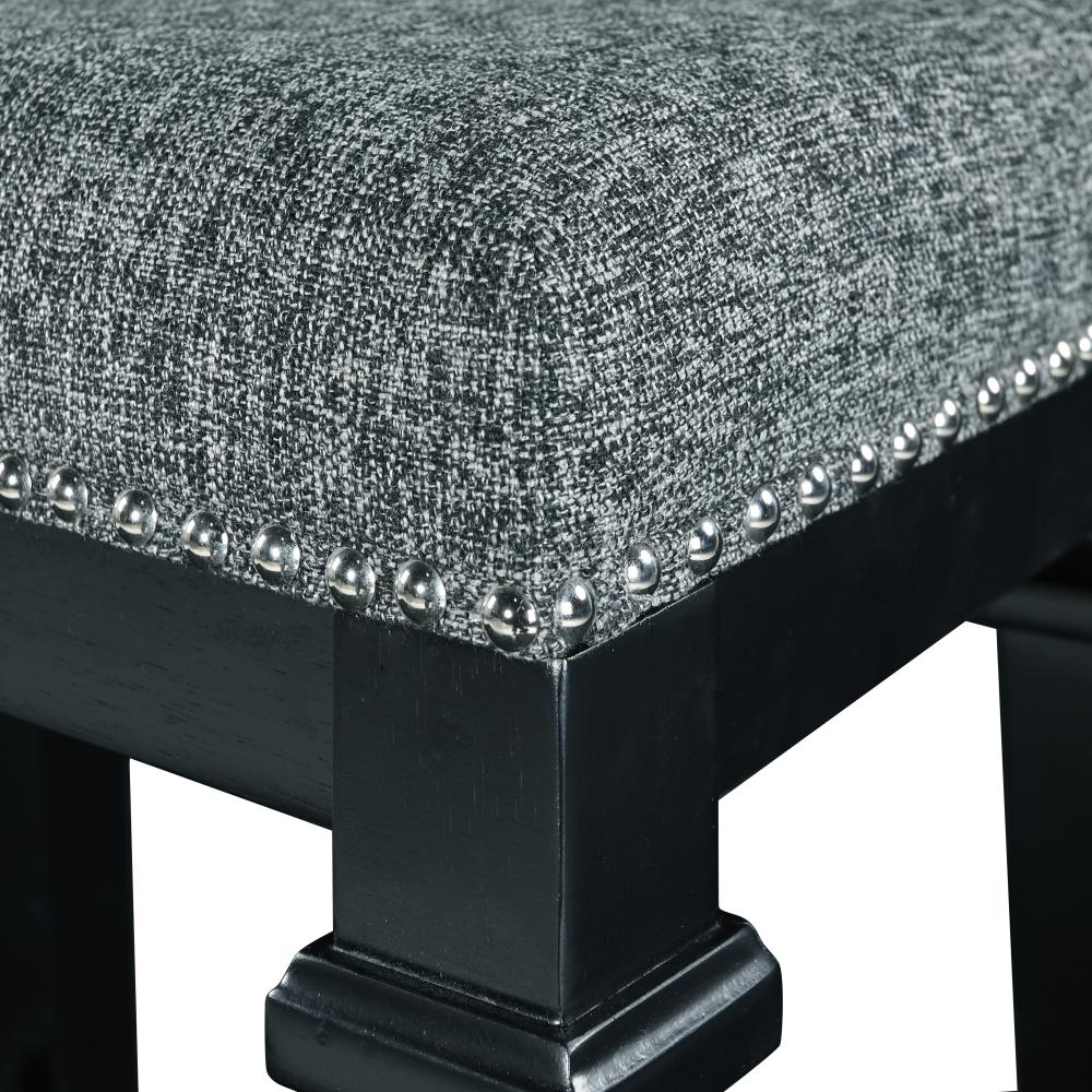 Kennedy Black Backless Wood and Tweed Bar Stool