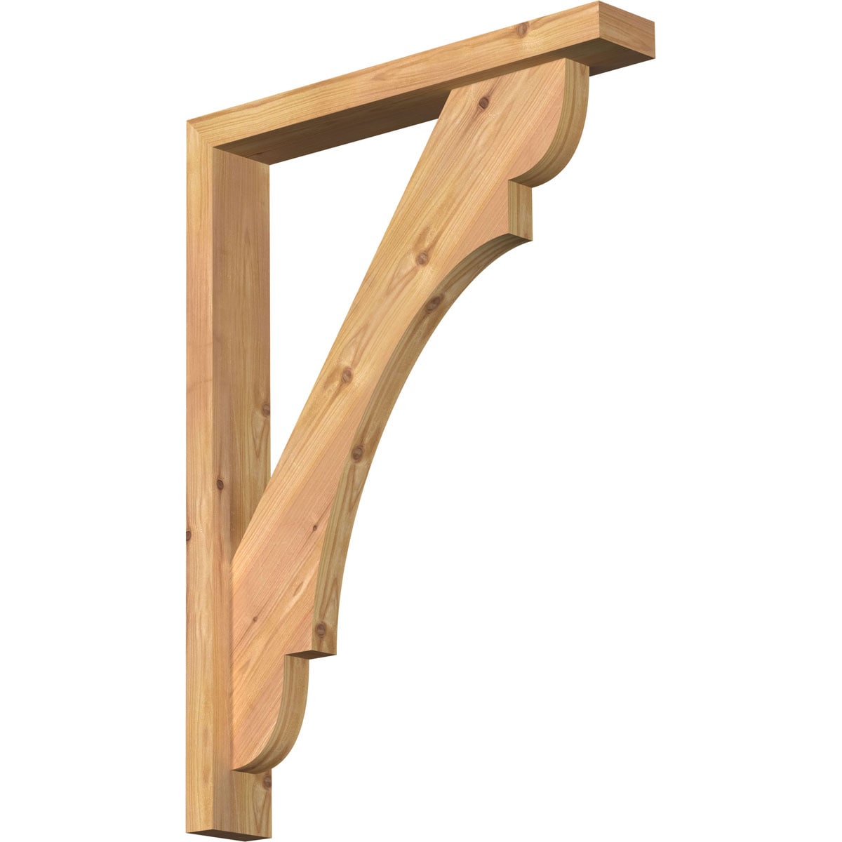 Ekena Millwork 1463522 Olympic Block Smooth Bracket with Offset Brace Western Red Cedar Wood Standard Bracket