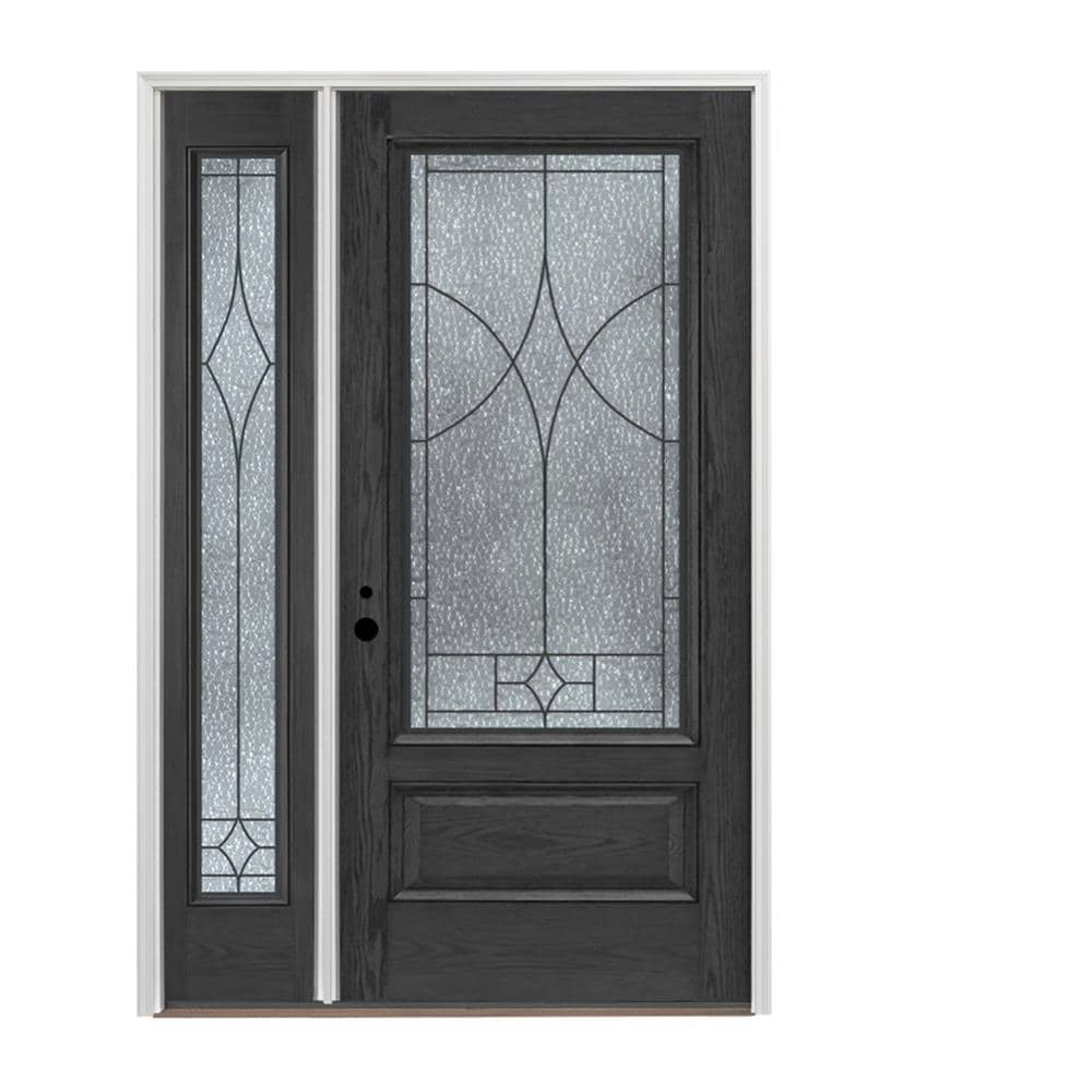 Pella 3/4 Lite Decorative Glass Right-Hand Inswing Prestained Charcoal ...