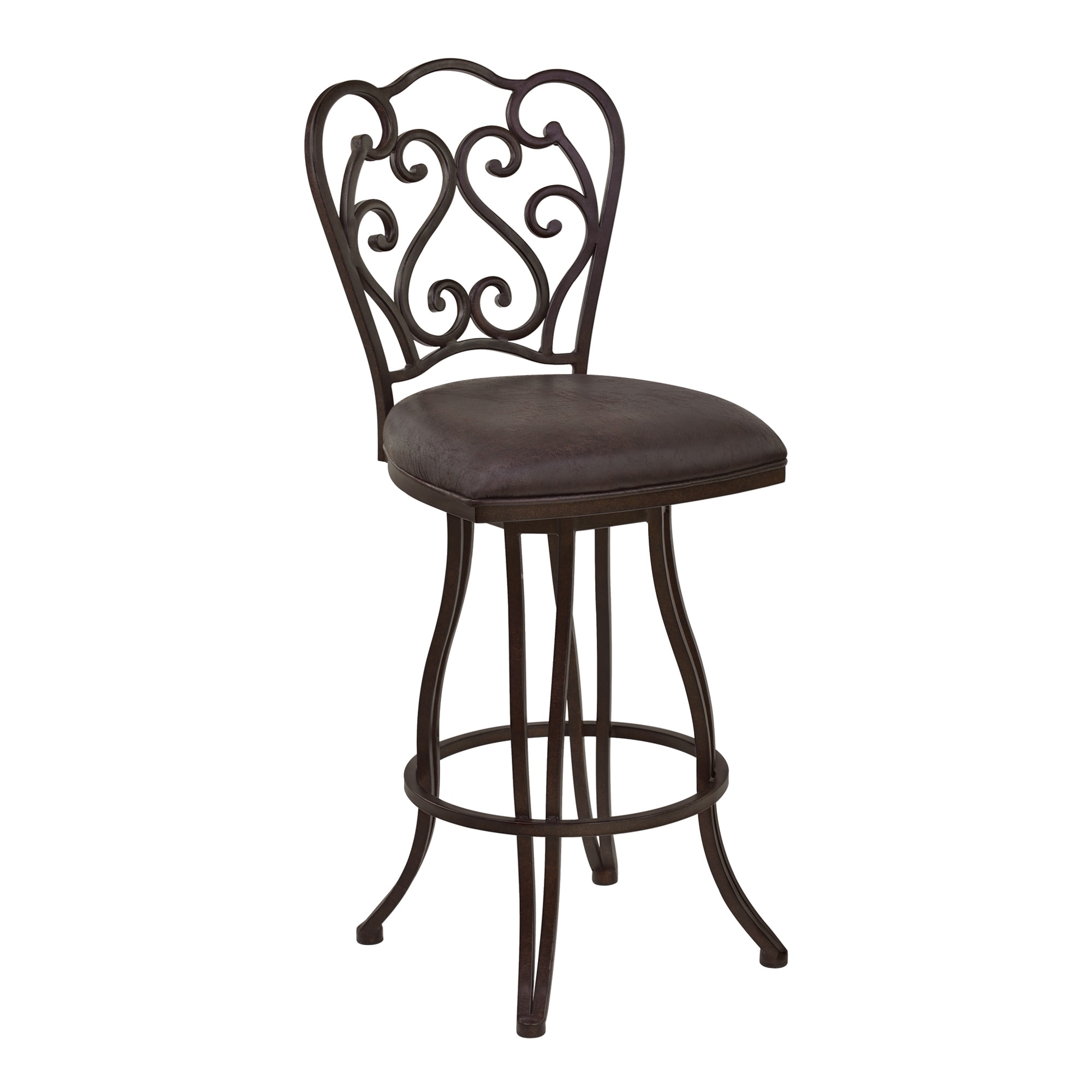 Armen Living LCCEBAES30 Celeste Bandero Espresso 30.0-in H Bar height Round seat Upholstered Swivel Metal Bar Stool and Back