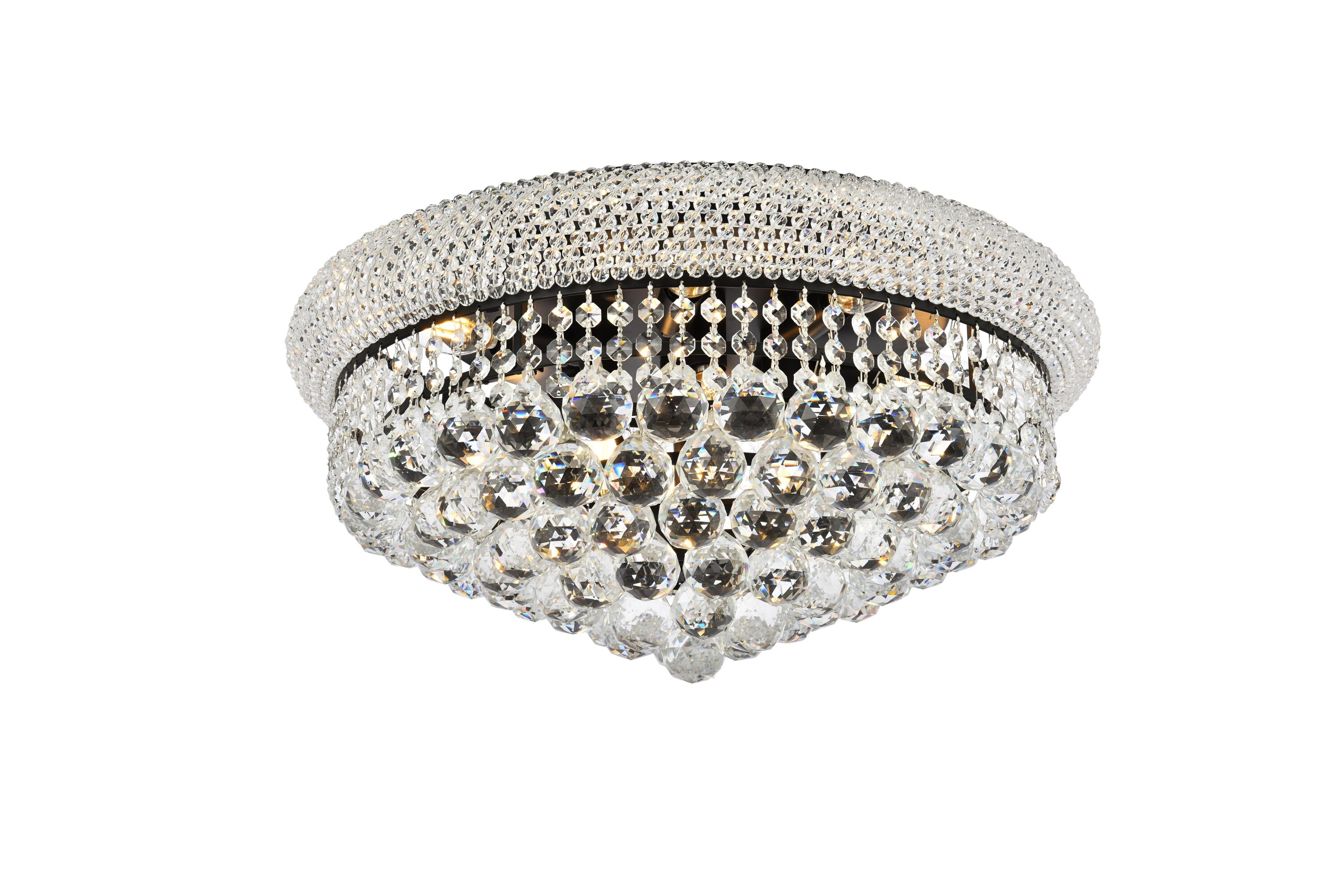 Primo Black and Clear Crystal 10-Light Flush Mount
