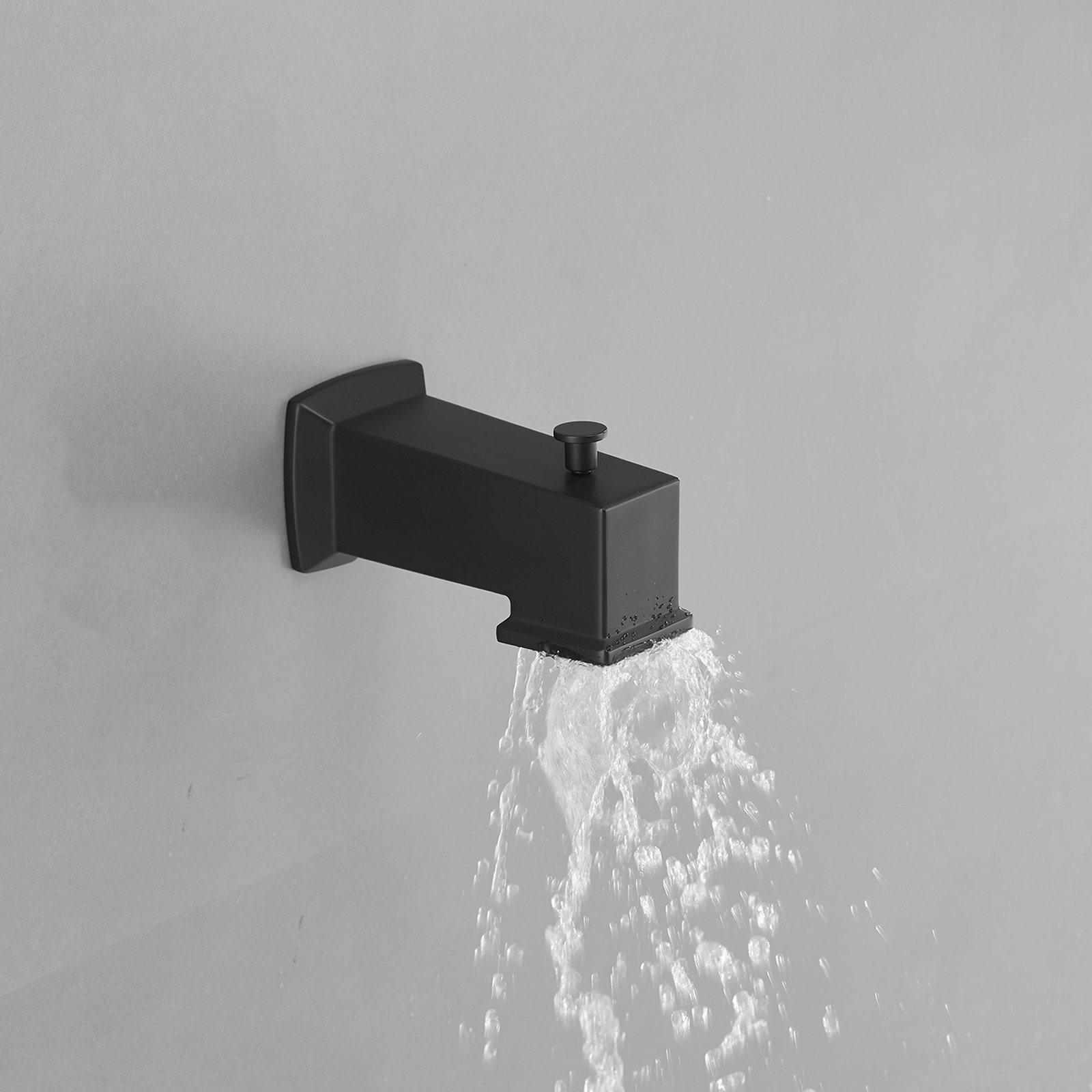 Matte Black Square Rainfall Shower Faucet Set with Tub Spout
