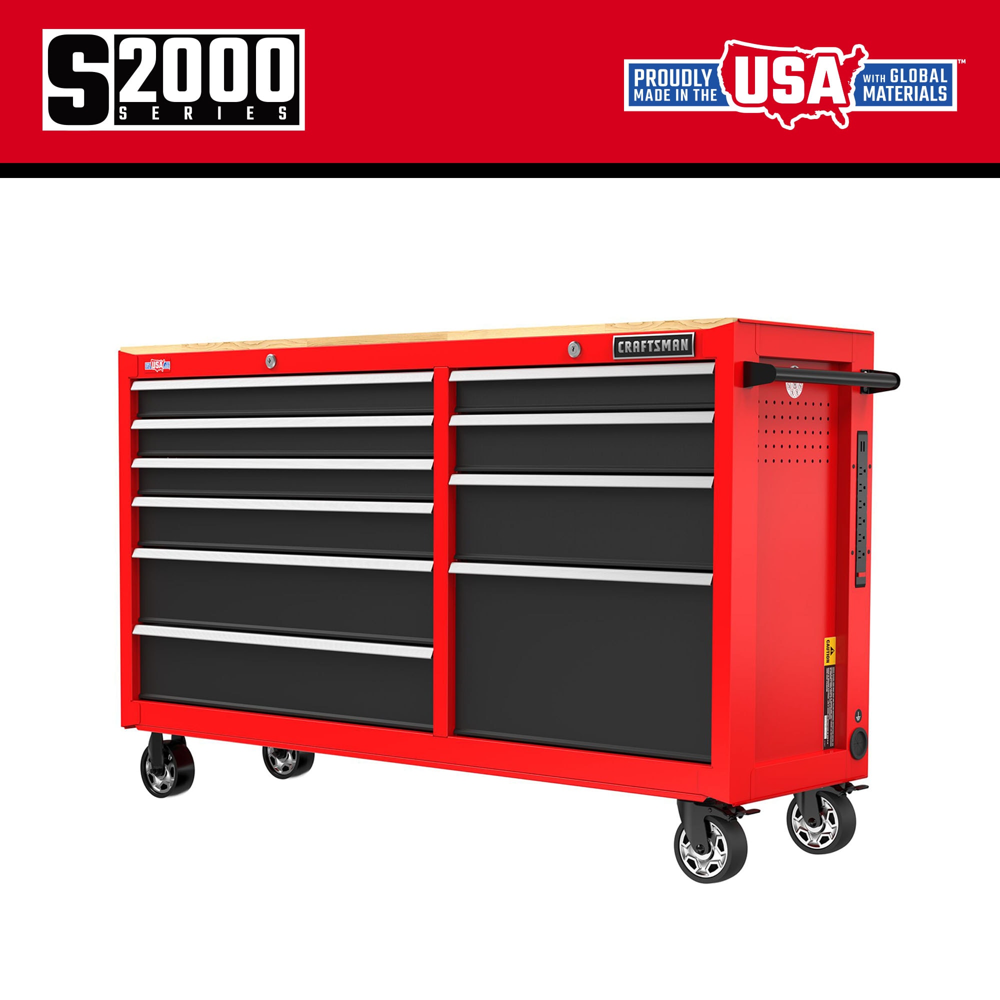 CRAFTSMAN 2000 Series 61.8-in L x 37.5-in H 10-Drawers Rolling Red Wood Work Bench CMST98275RB Sansujyuku sansujyuku.com