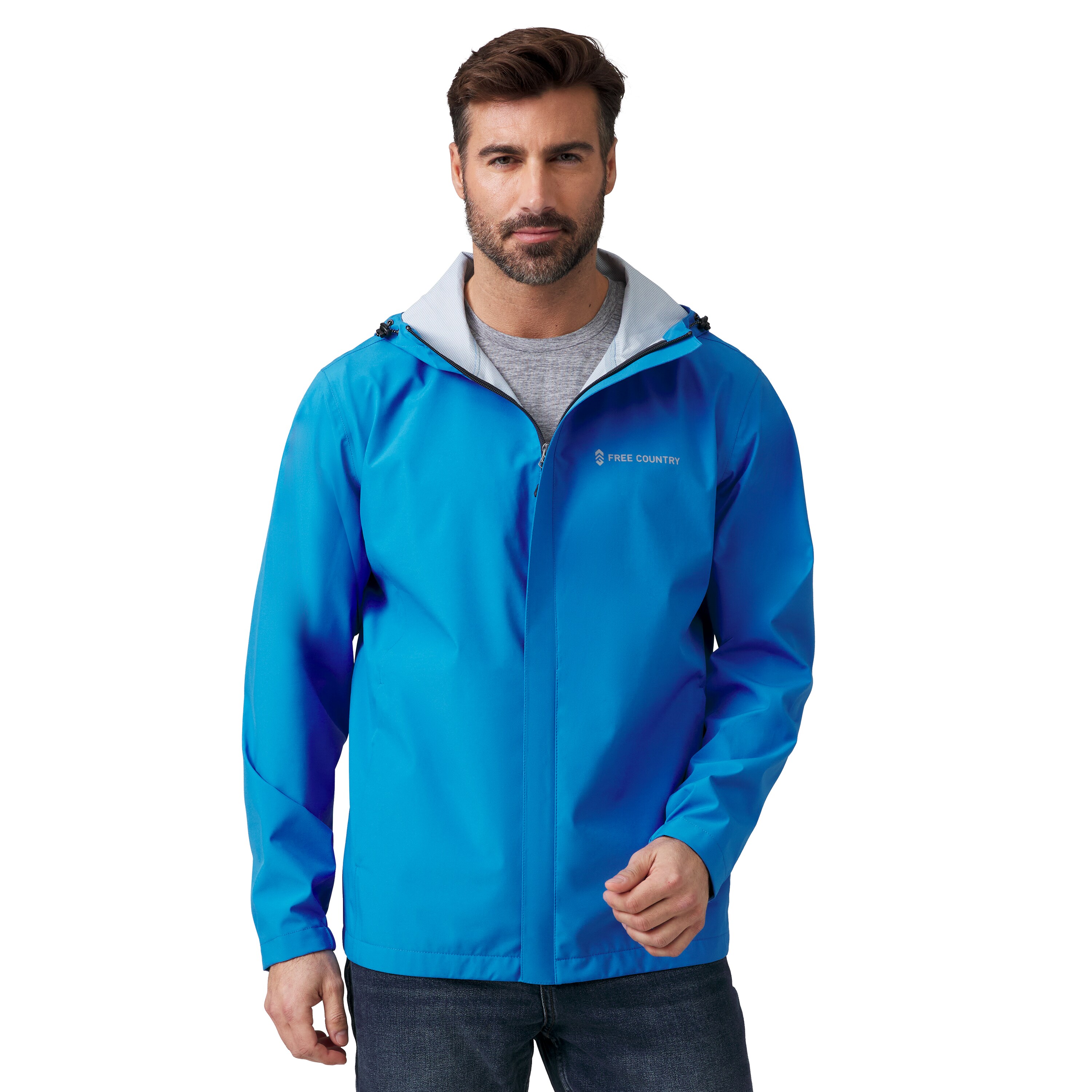 Free Country 212-MOS4005-EBLUE-S X20 Men's Electric Blue Hooded Rain jacket ( Small )