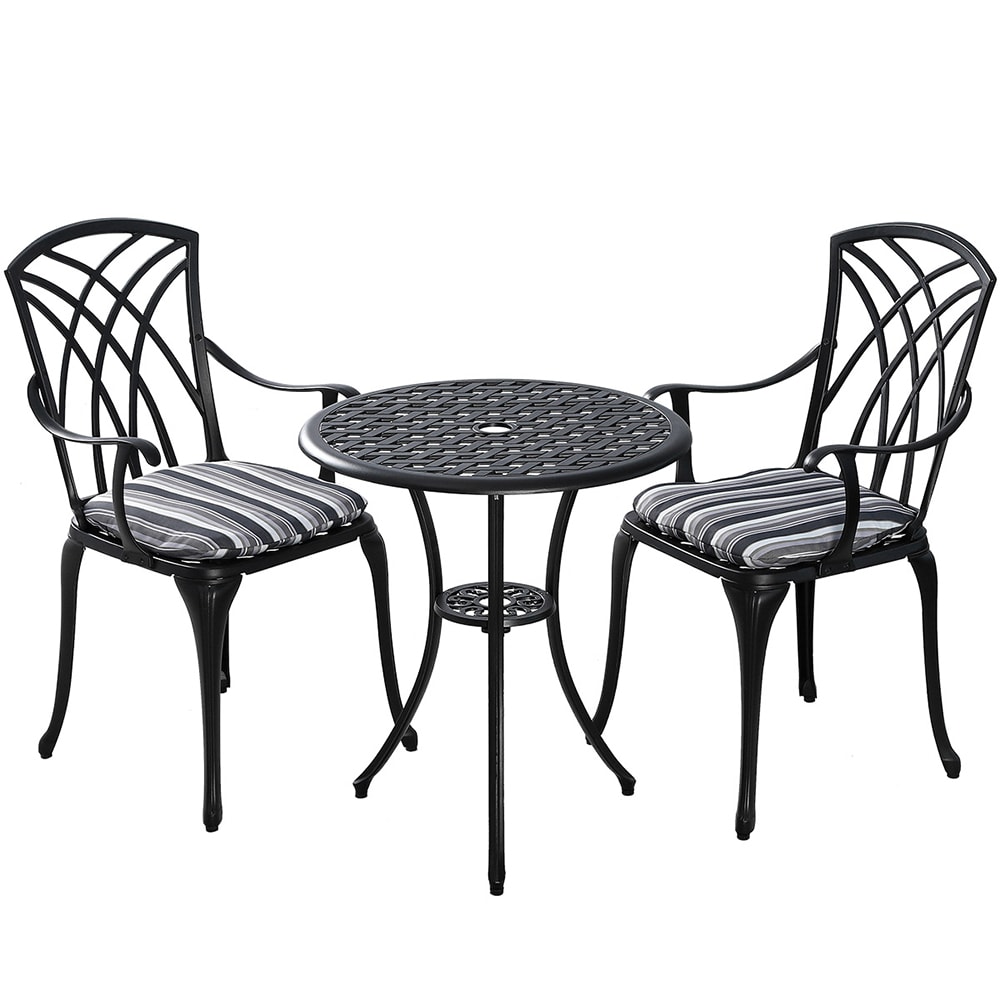 Kinger Home PBS-002BLK Ekta 3-Piece Black Patio Dining Set with Multiple Colors/Finishes