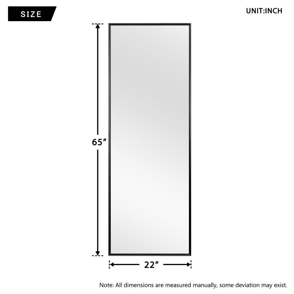 Neutype 65 inch x 22 inch Solid Wood Full Length Mirror with Standing Holder Floor Mirror Rectangular Wall Mounted Mirror Hanging Leaning, White, Size