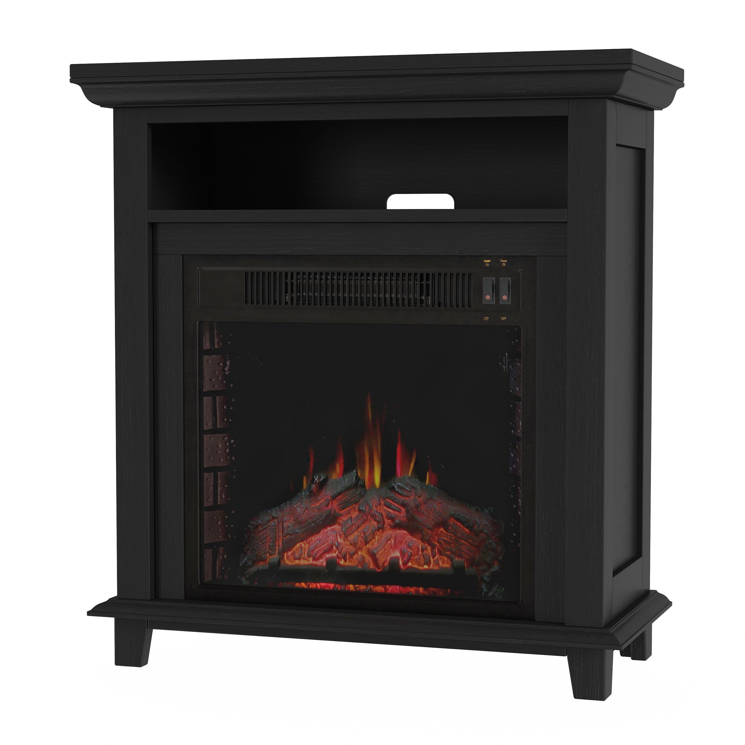 27-in W Black TV Stand with LED Electric Fireplace | - Hastings Home 240282ZSX