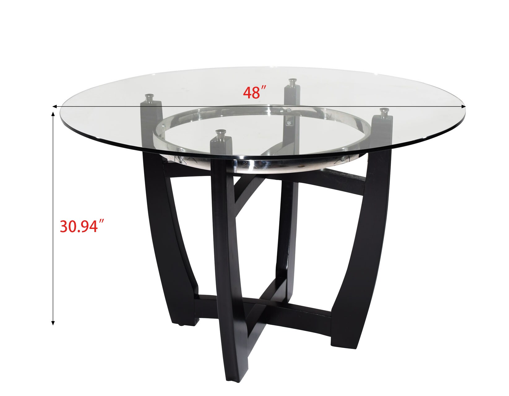 CASAINC Round glass top dining table Black Round Contemporary/Modern ...