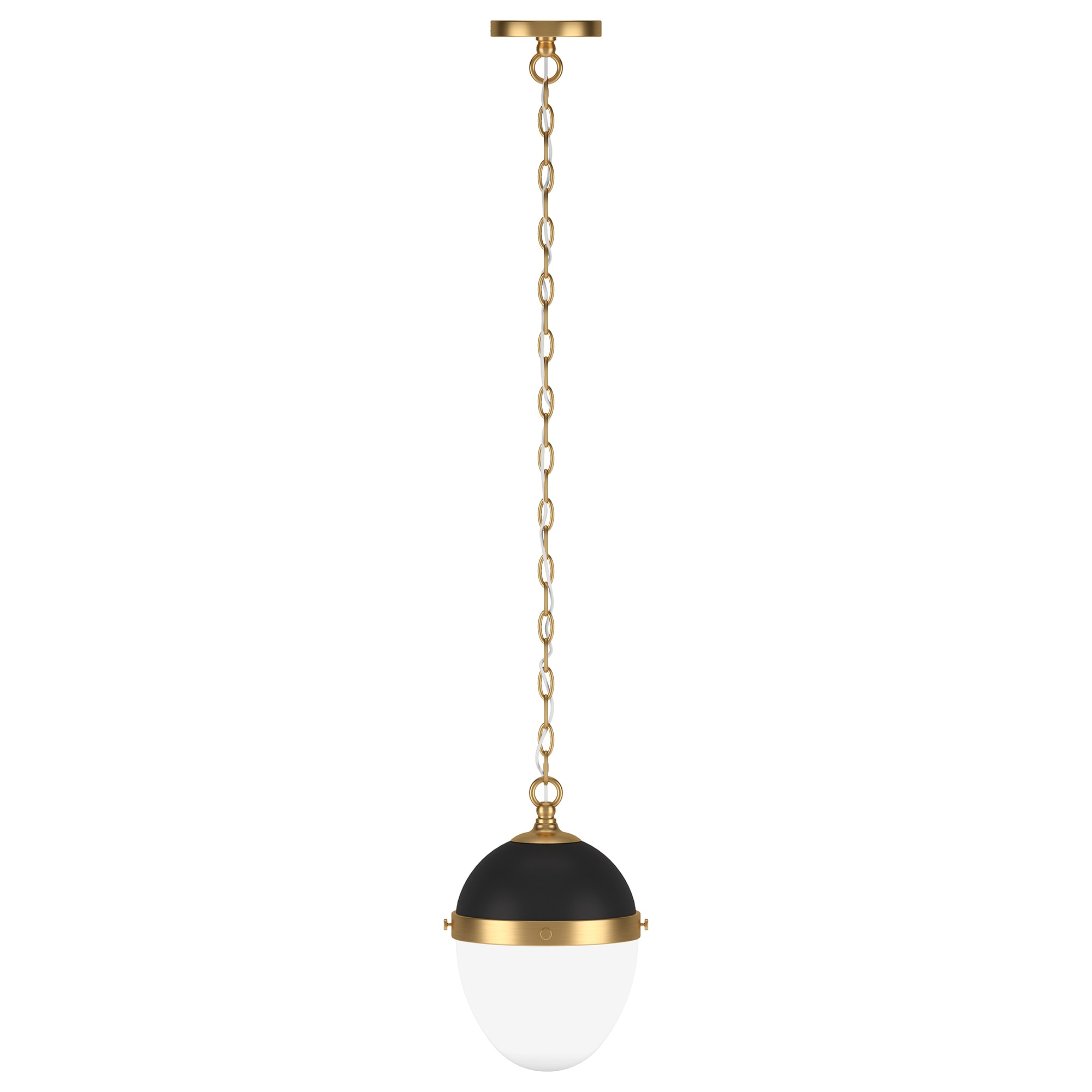 Aurelia Blackened Bronze and Brass Globe Pendant Light with White Milk Glass Shade