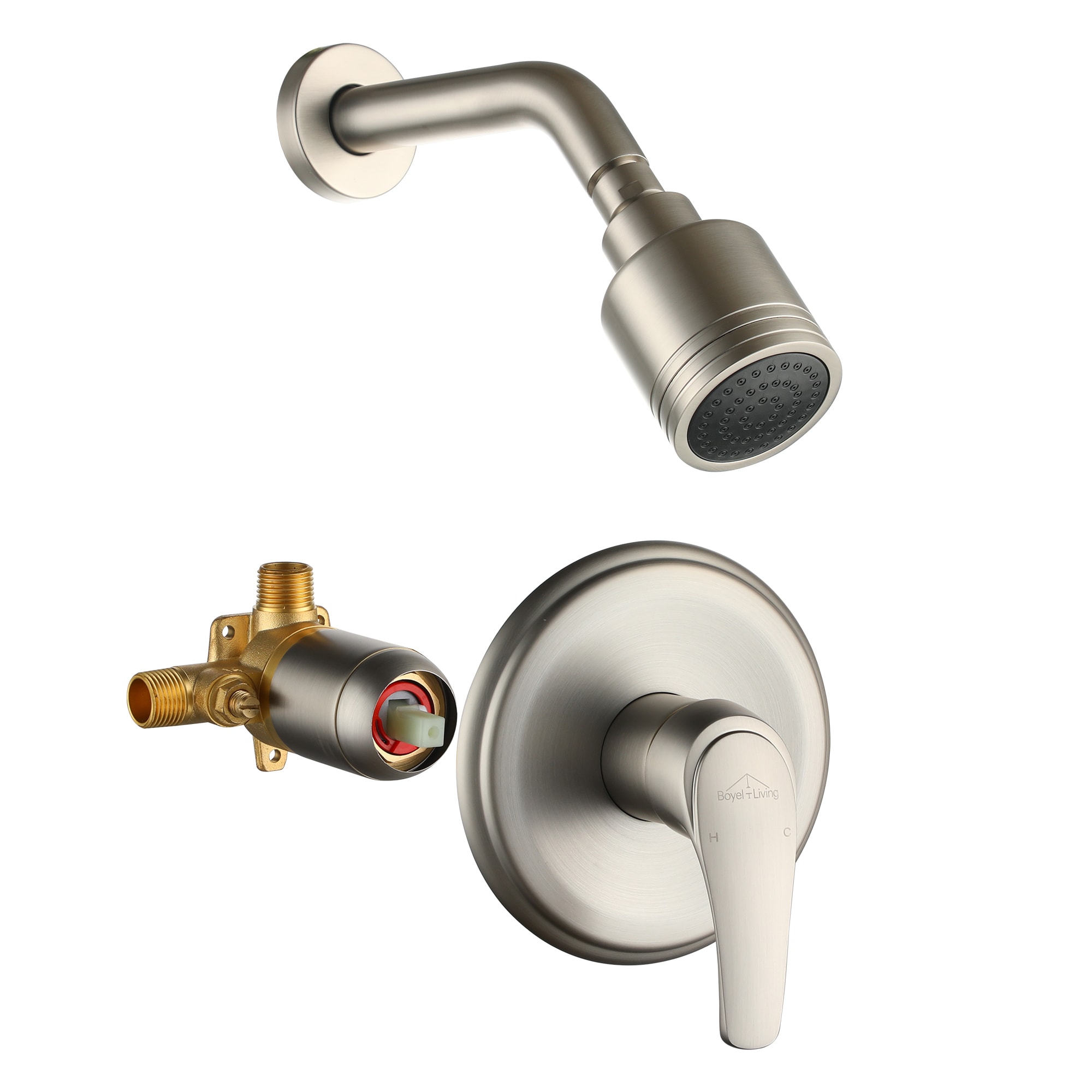 Clihome SMD-88010BN Brushed Nickel 2.52-Inches Built-In Shower Faucet System with ( Pressure-balanced Valve Included )